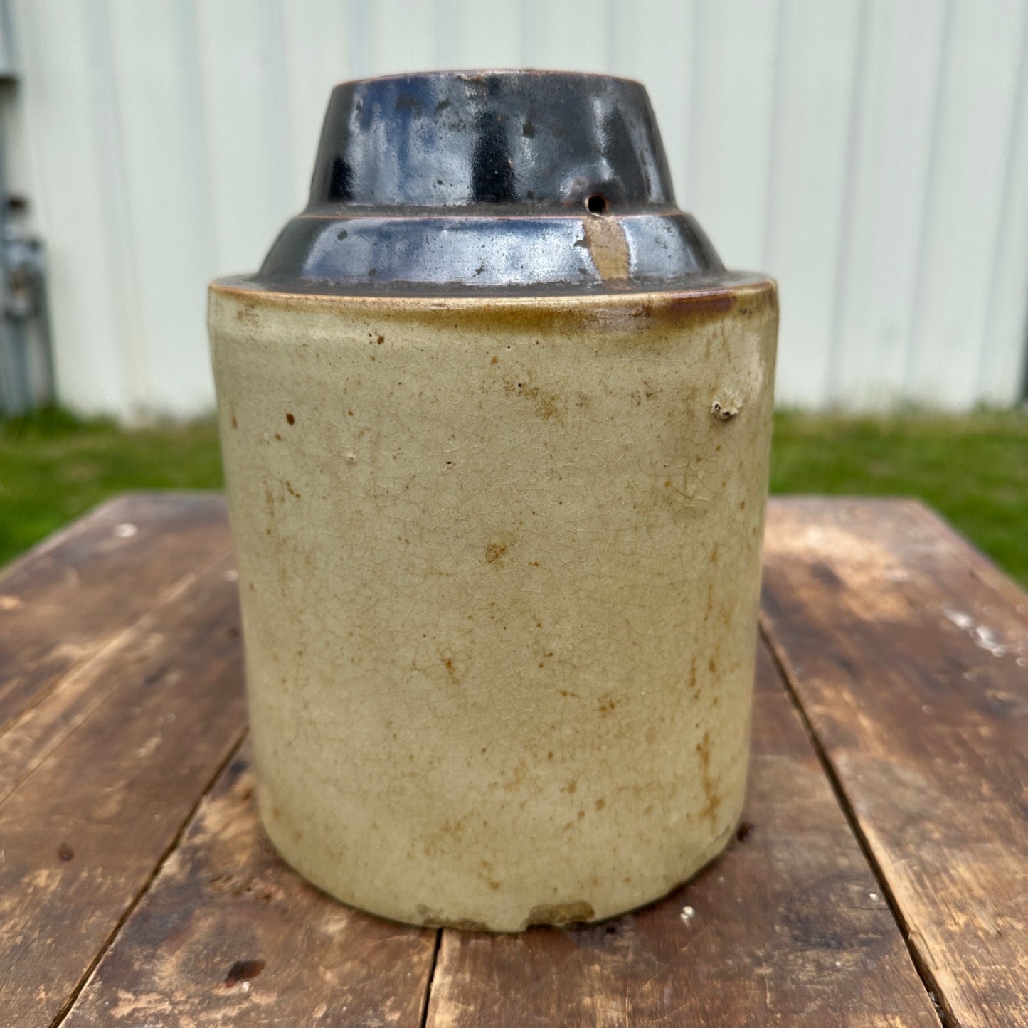 Antique Stoneware Glazed Preserves Jar Kitchen Decor