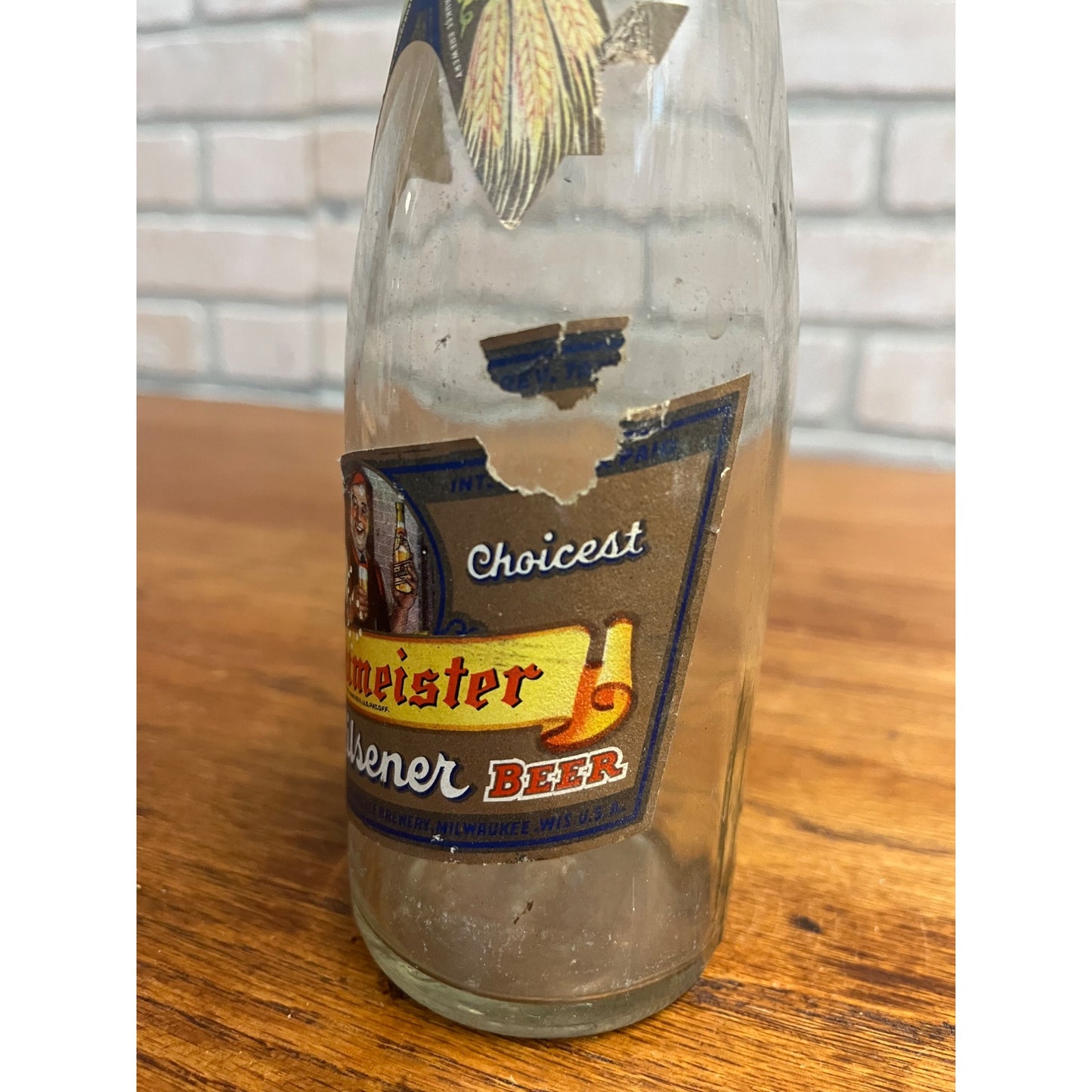 Vintage 1940s Braumeister Pilsner Beer Bottle Milwaukee WI Labels
