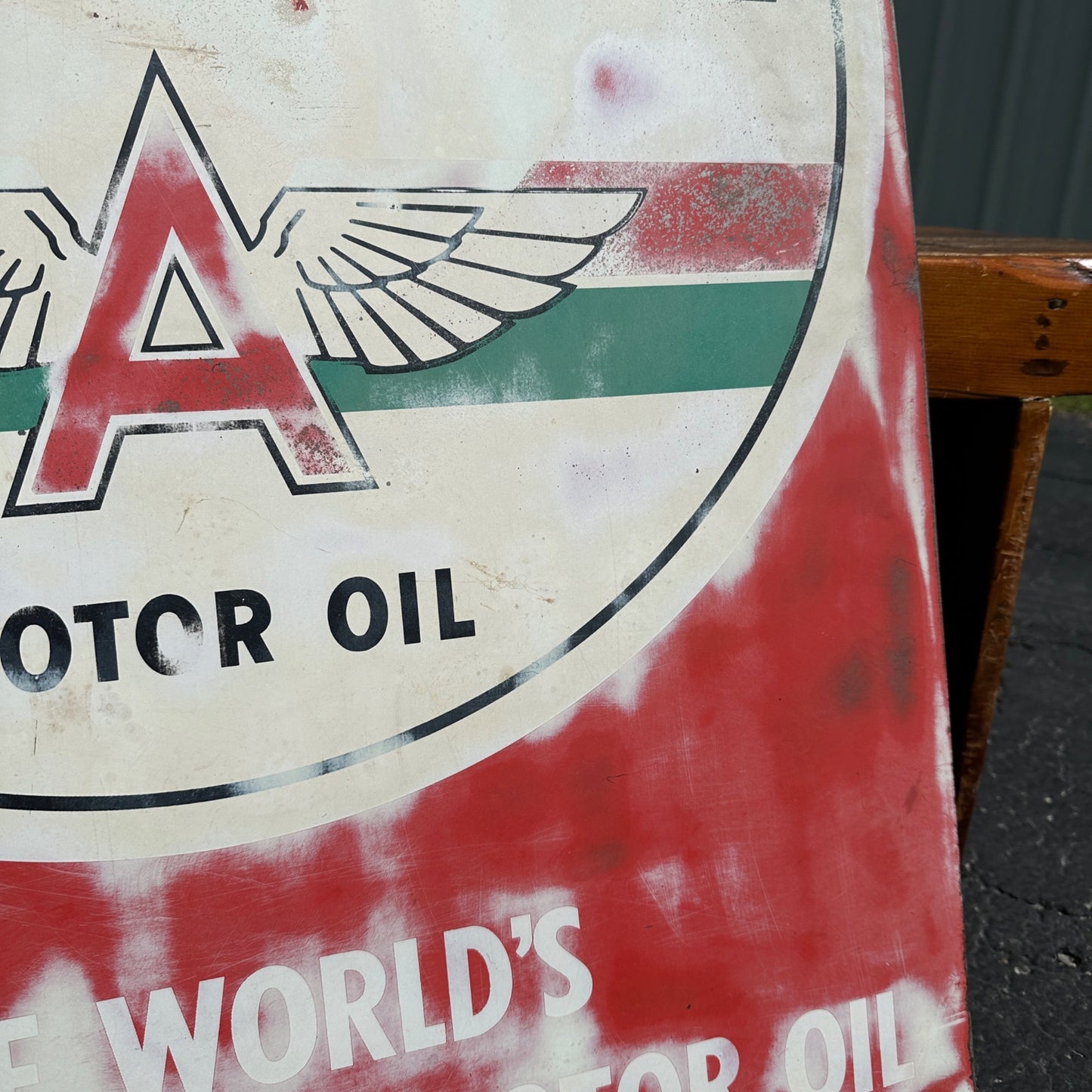 Original Veedol Motor Oil Flying A Wings Curb Sign Texaco Service Station
