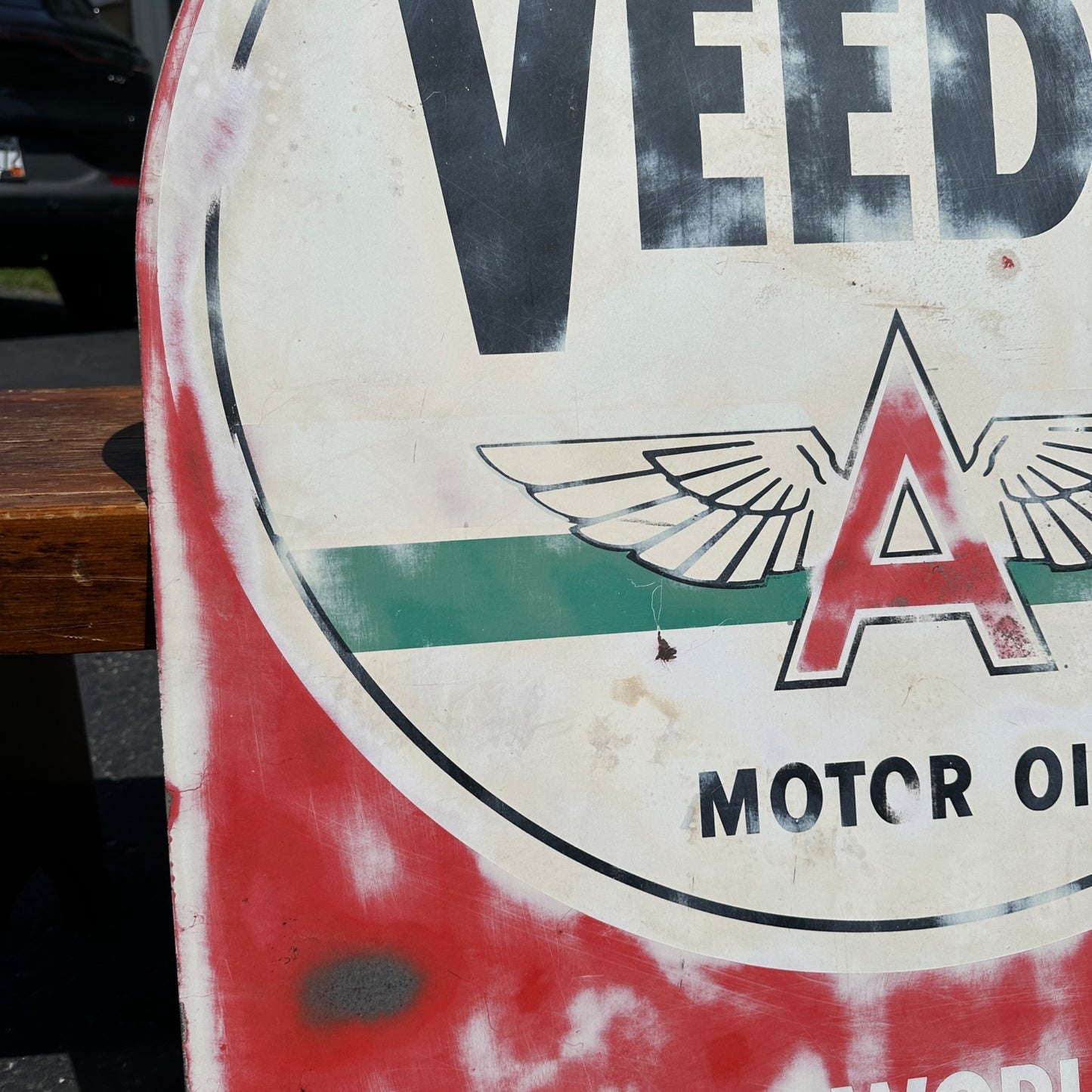 Original Veedol Motor Oil Flying A Wings Curb Sign Texaco Service Station