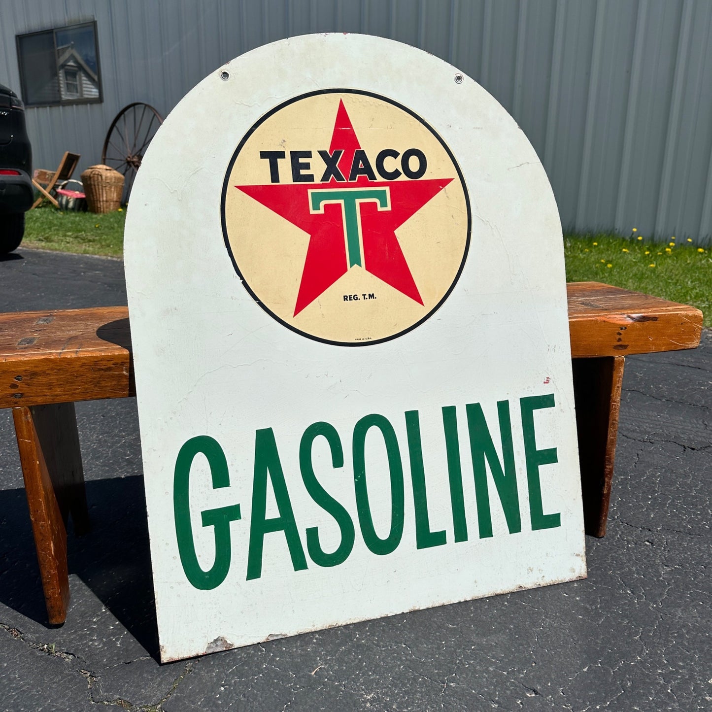 Original Veedol Motor Oil Flying A Wings Curb Sign Texaco Service Station
