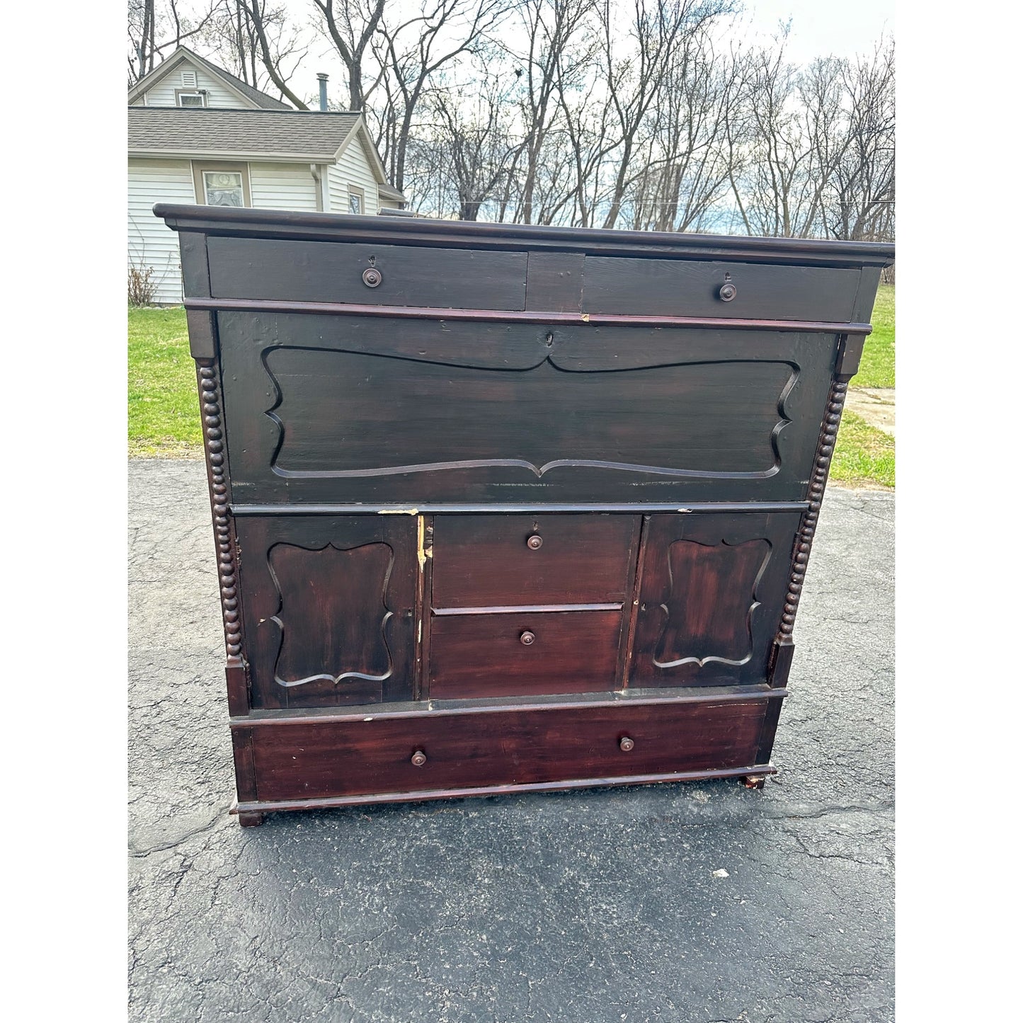 Antique 1800s Butler's Desk Secretary Dresser Cabinet