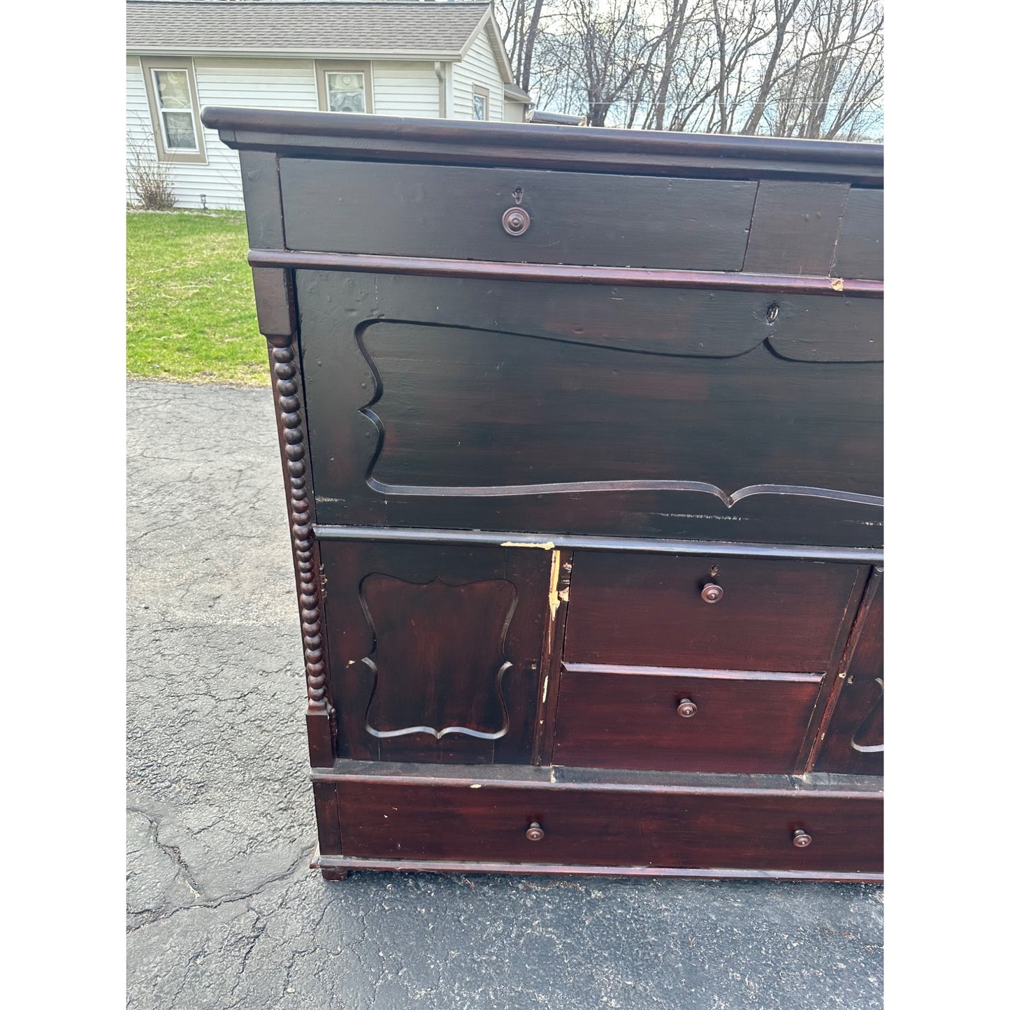 Antique 1800s Butler's Desk Secretary Dresser Cabinet