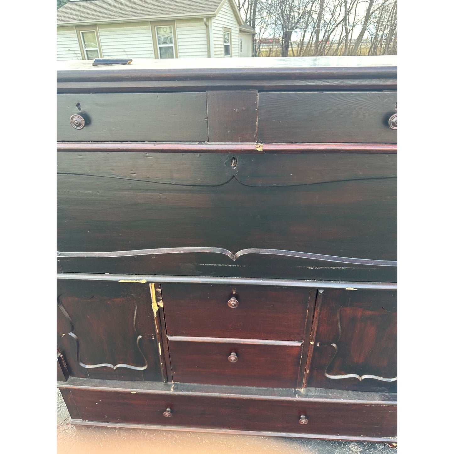 Antique 1800s Butler's Desk Secretary Dresser Cabinet