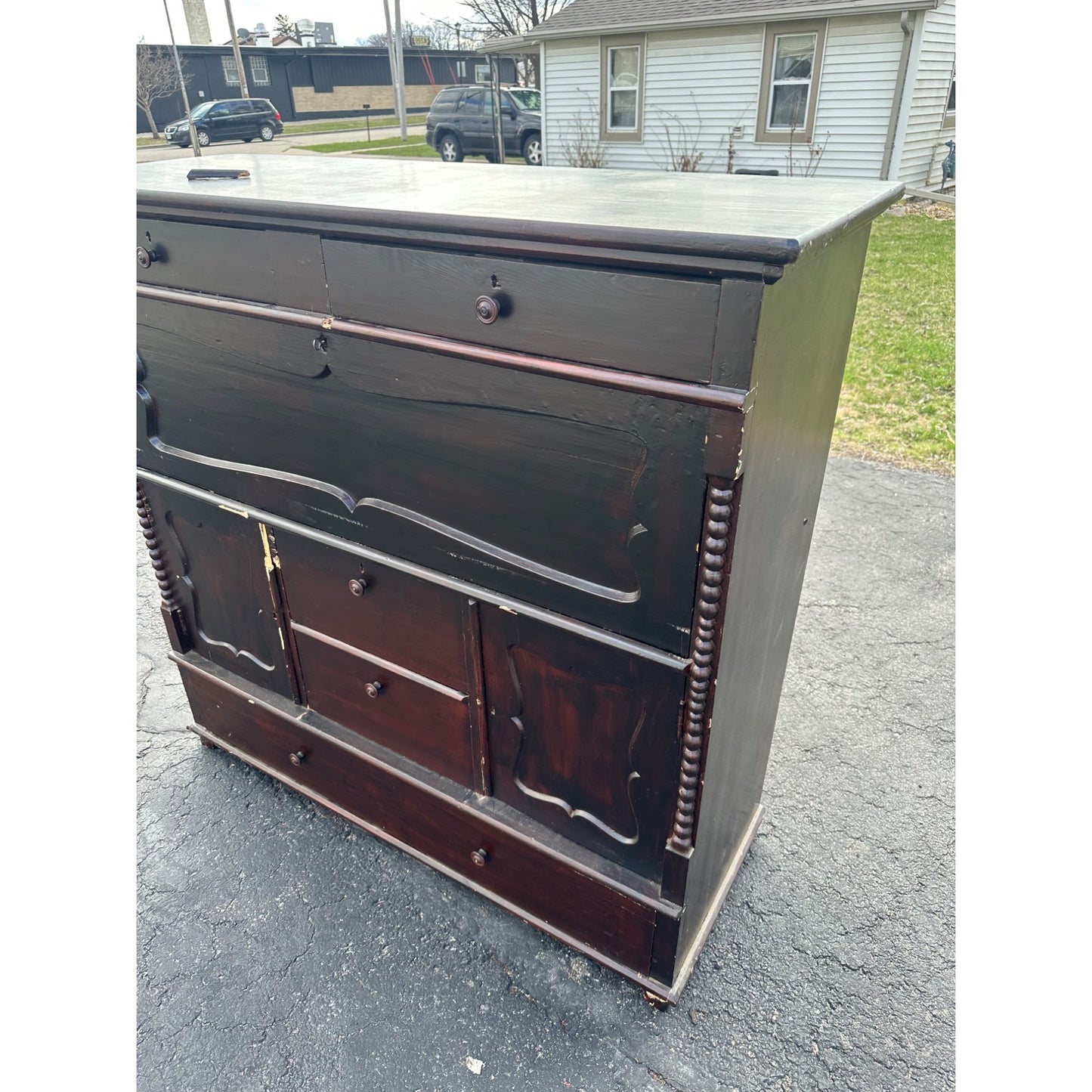 Antique 1800s Butler's Desk Secretary Dresser Cabinet