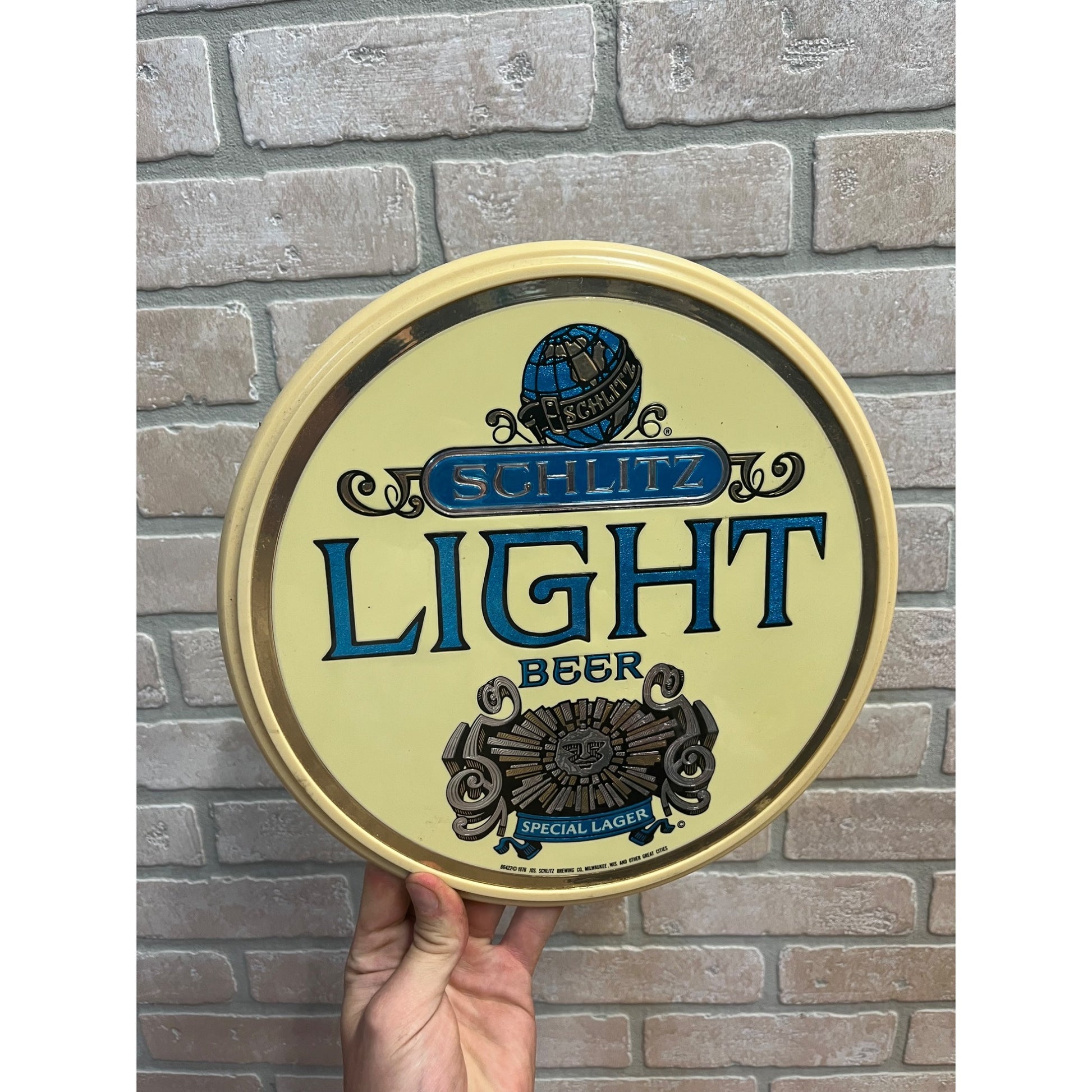 Vintage 1976 Schlitz Light Beer Hard Plastic Sign Bar Advertising Milwaukee