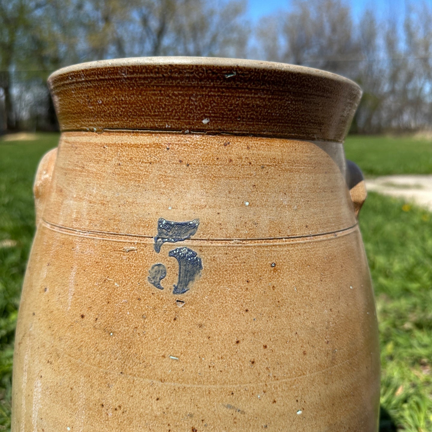 Antique Pierron Milwaukee WI 5 Gallon Salt Glaze Stoneware Churn Crock Wisconsin