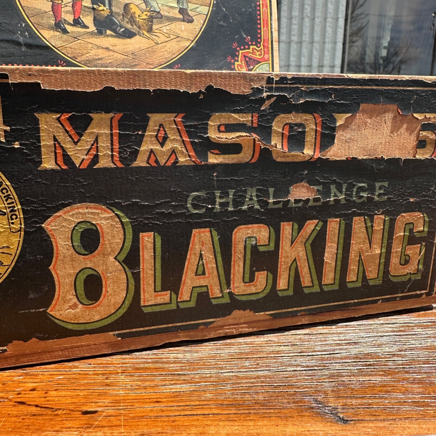 Early Mason's Blacking Early Litho Shoe Polish General Store Display Box Crate
