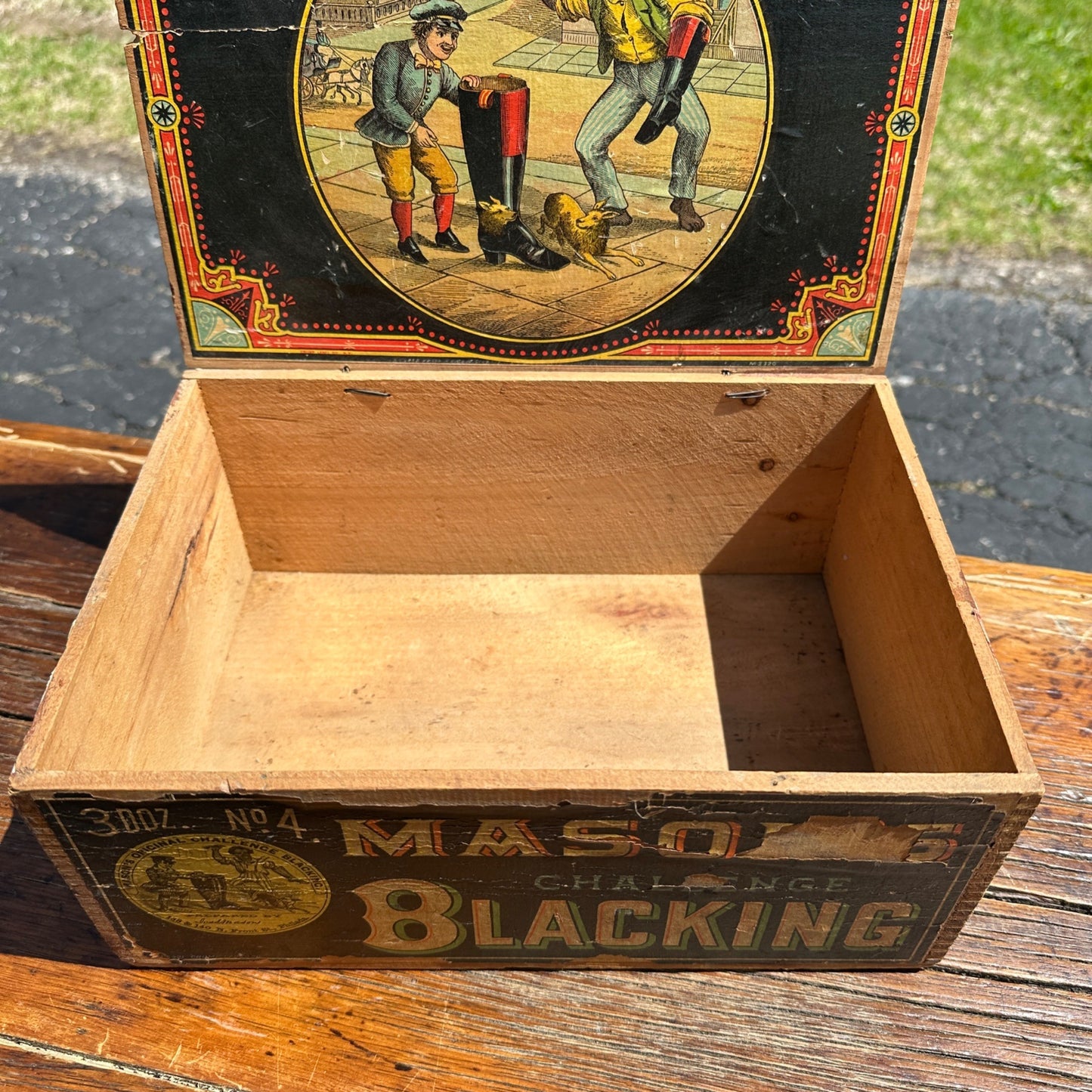 Early Mason's Blacking Early Litho Shoe Polish General Store Display Box Crate