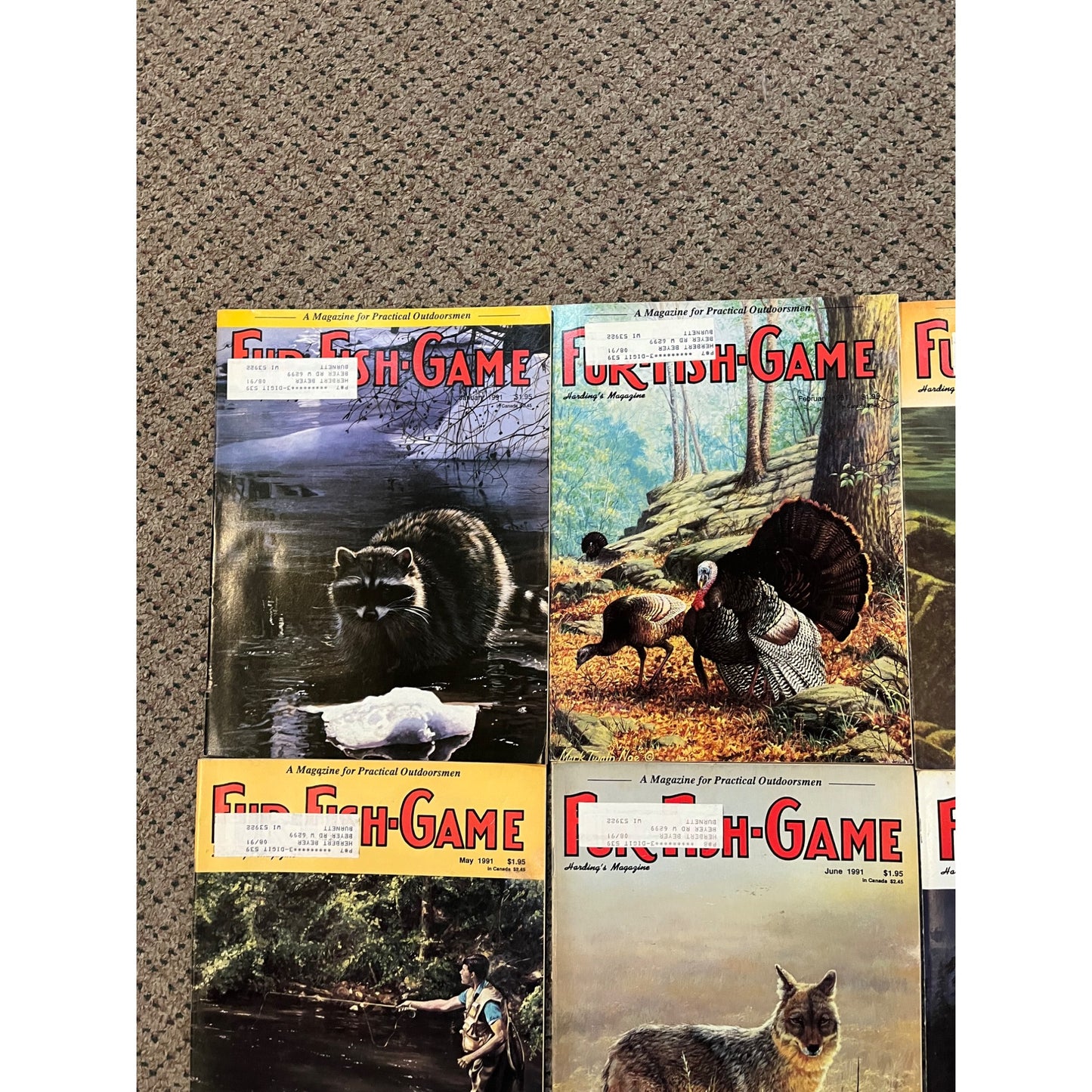 Vintage 1991 Fur, Fish, & Game Full Year Hunting Fishing Outdoorsman Magazines