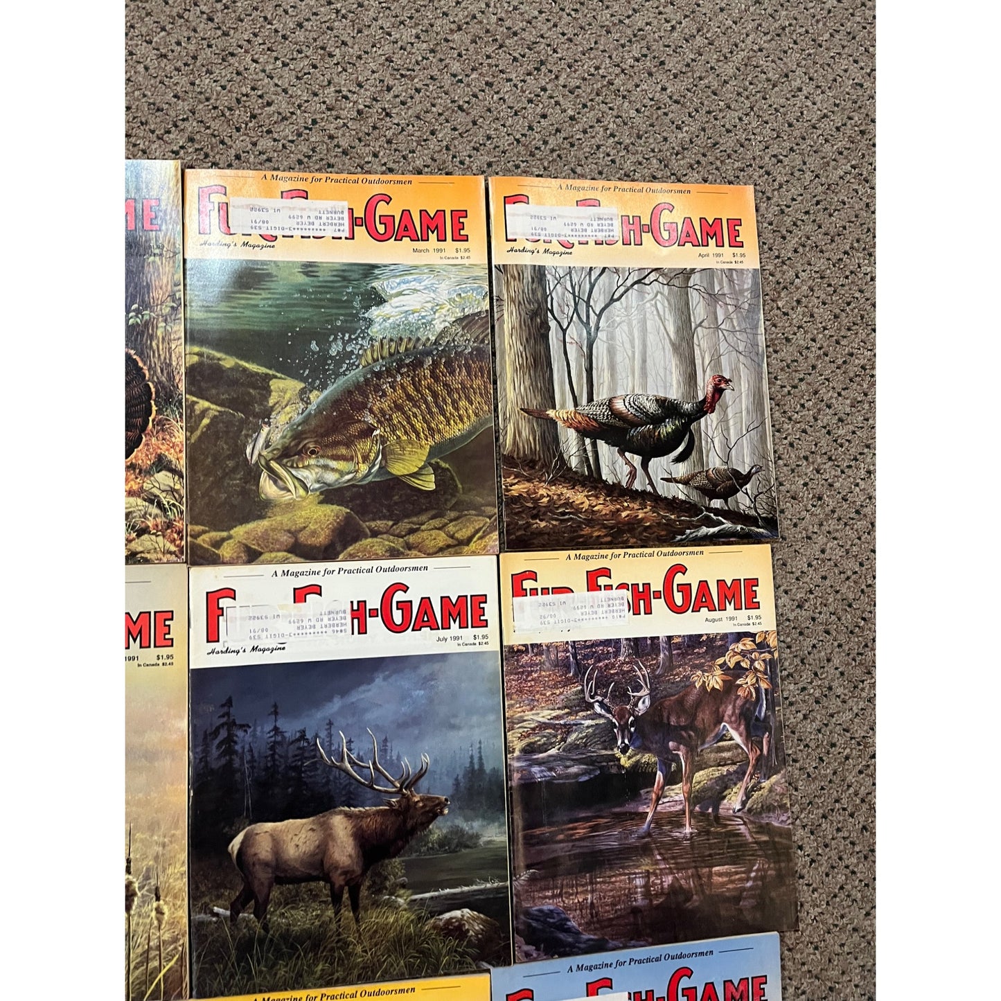 Vintage 1991 Fur, Fish, & Game Full Year Hunting Fishing Outdoorsman Magazines