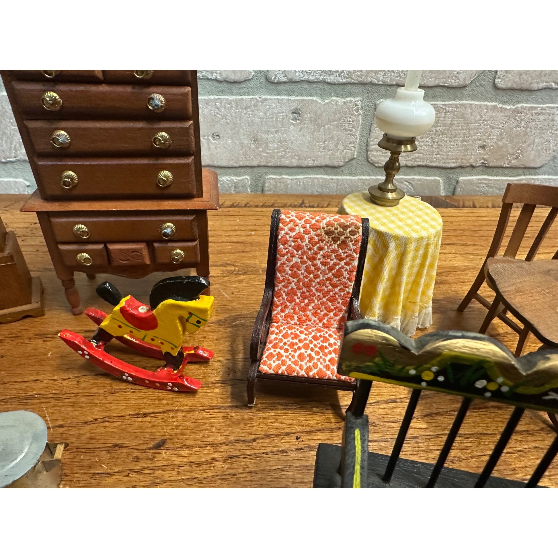 Vintage Dollhouse Furniture Lot 1:1 Scale Day Bed, Table, Highboy ++