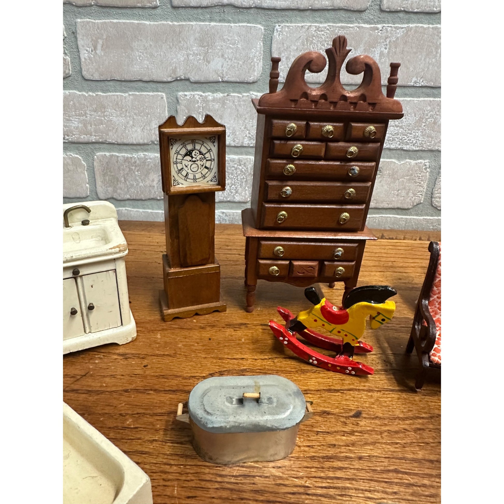 Vintage Dollhouse Furniture Lot 1:1 Scale Day Bed, Table, Highboy ++