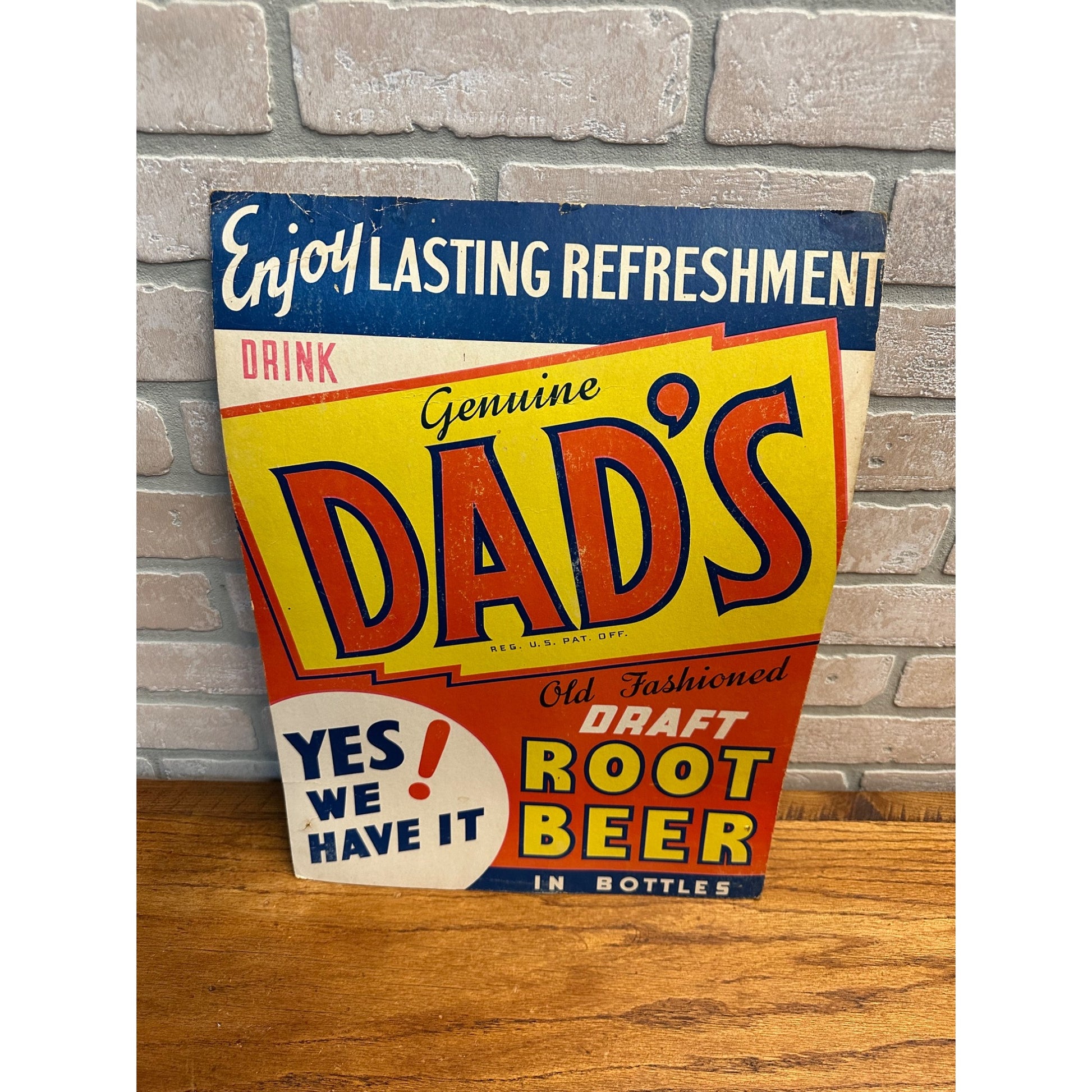 Vintage 1950s Dad's Root Beer Cardstock Litho Advertising Store Sign