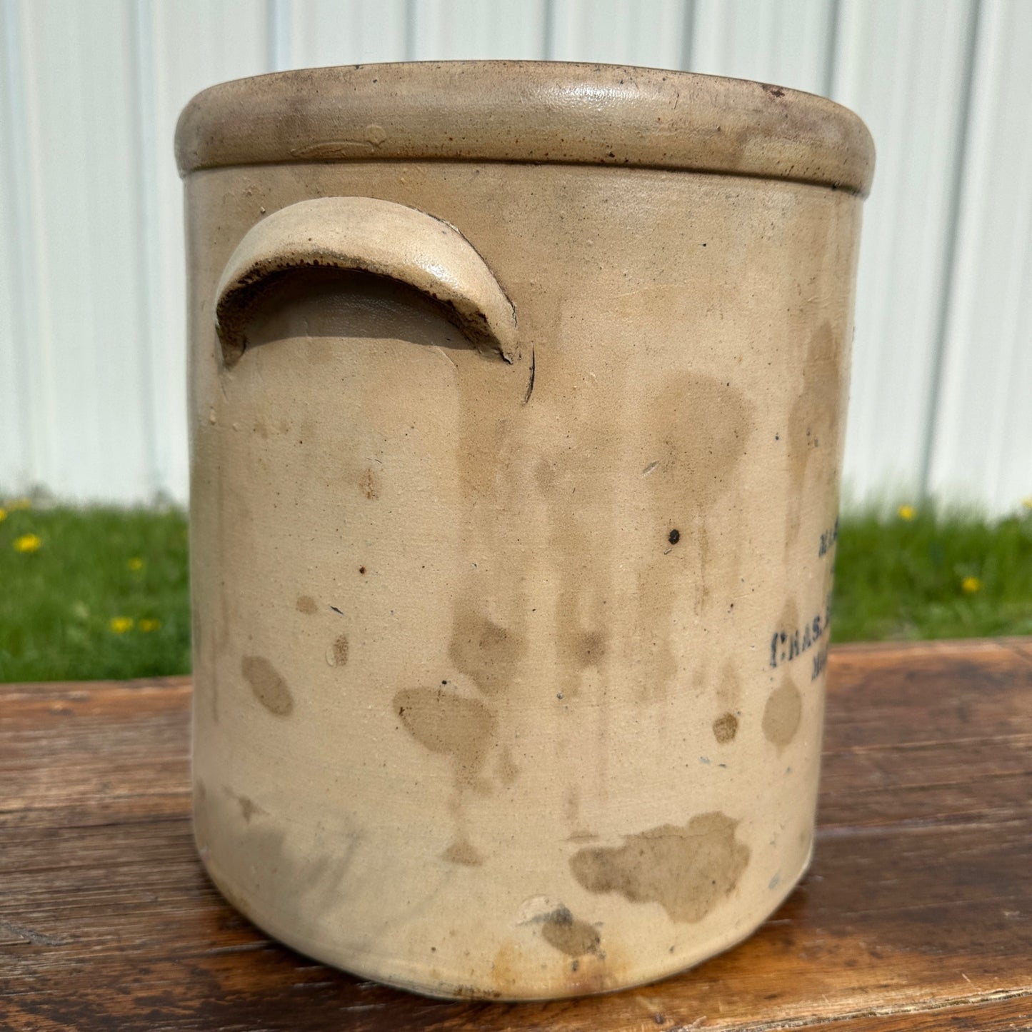 Antique 3 Gallon Hermann Milwaukee Wisconsin Stoneware Crock Salt Glaze