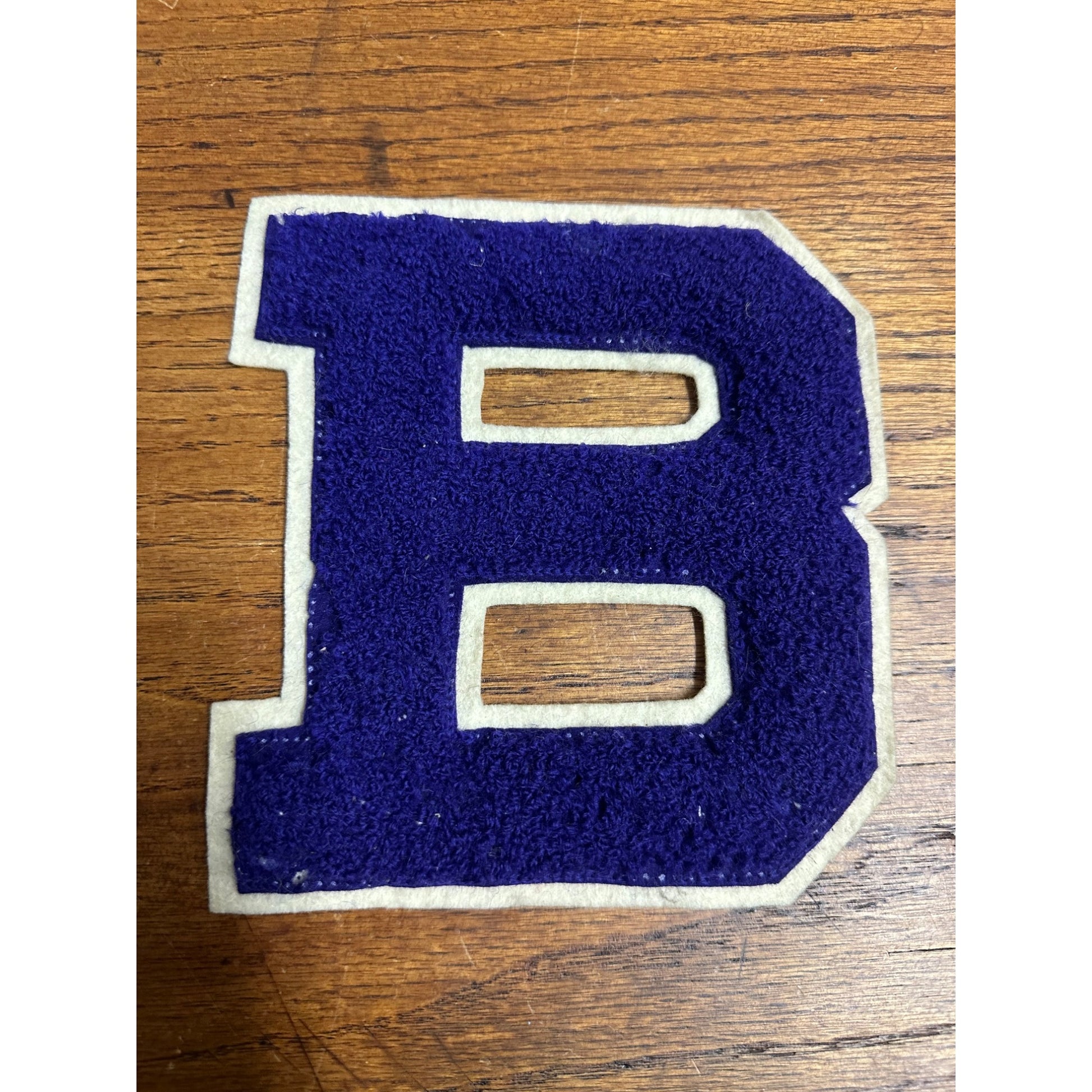 Vintage Varsity Letterman Jacket Coat Patch "B" Purple & White