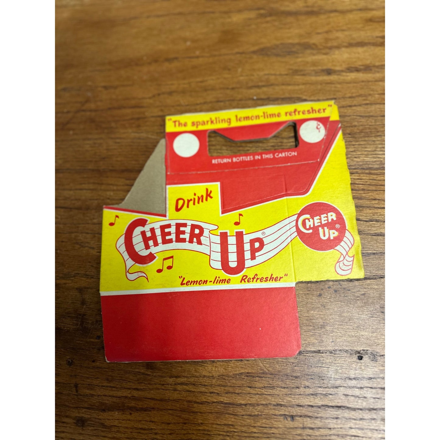 Vintage 1940s Cheer Up Soda Cardboard 6 Bottle Carrier NOS Soda Carrier Tote