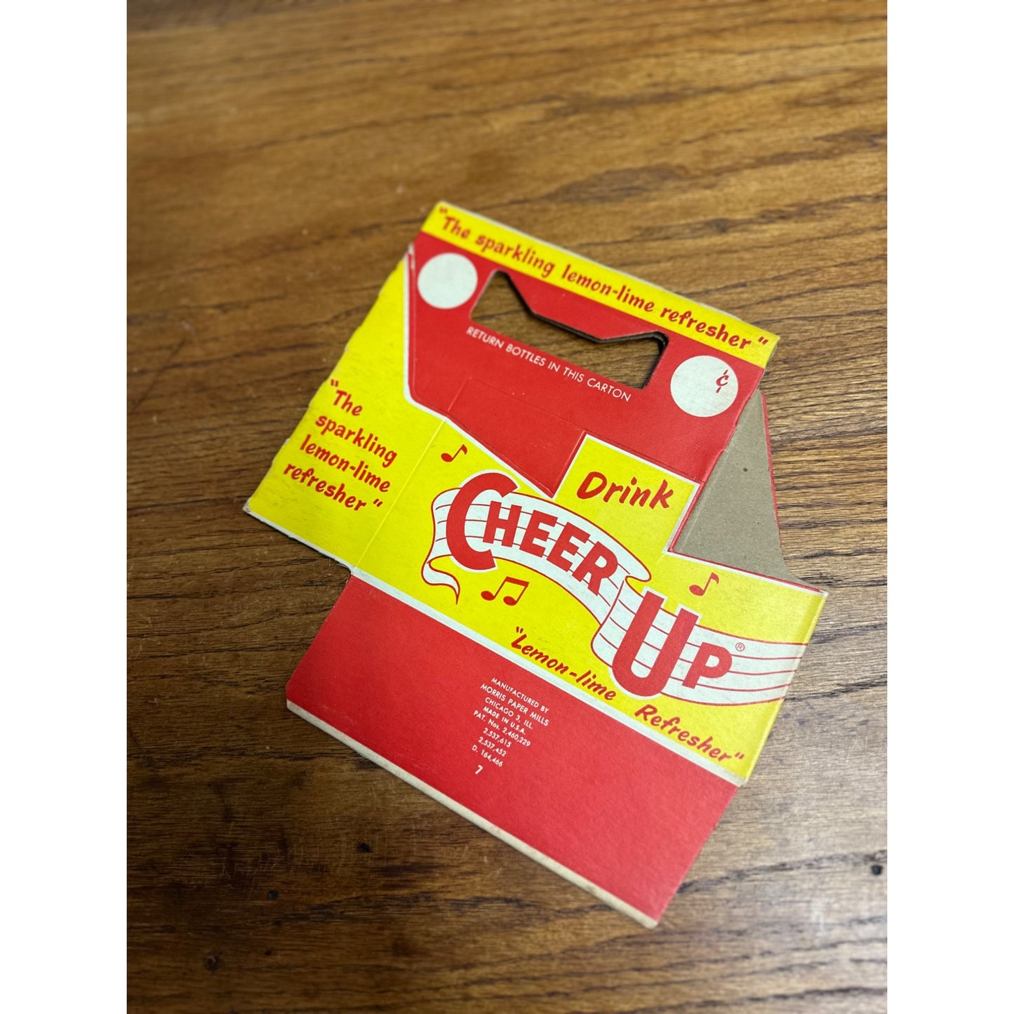 Vintage 1940s Cheer Up Soda Cardboard 6 Bottle Carrier NOS Soda Carrier Tote