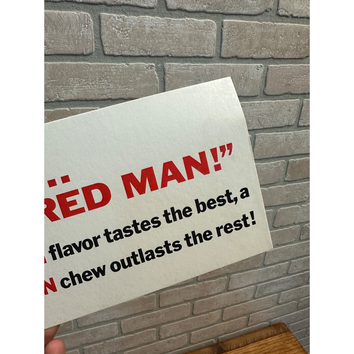 Man it's Red Man Chewing Tobacco cardboard store sign - 4 3/4" x 14"