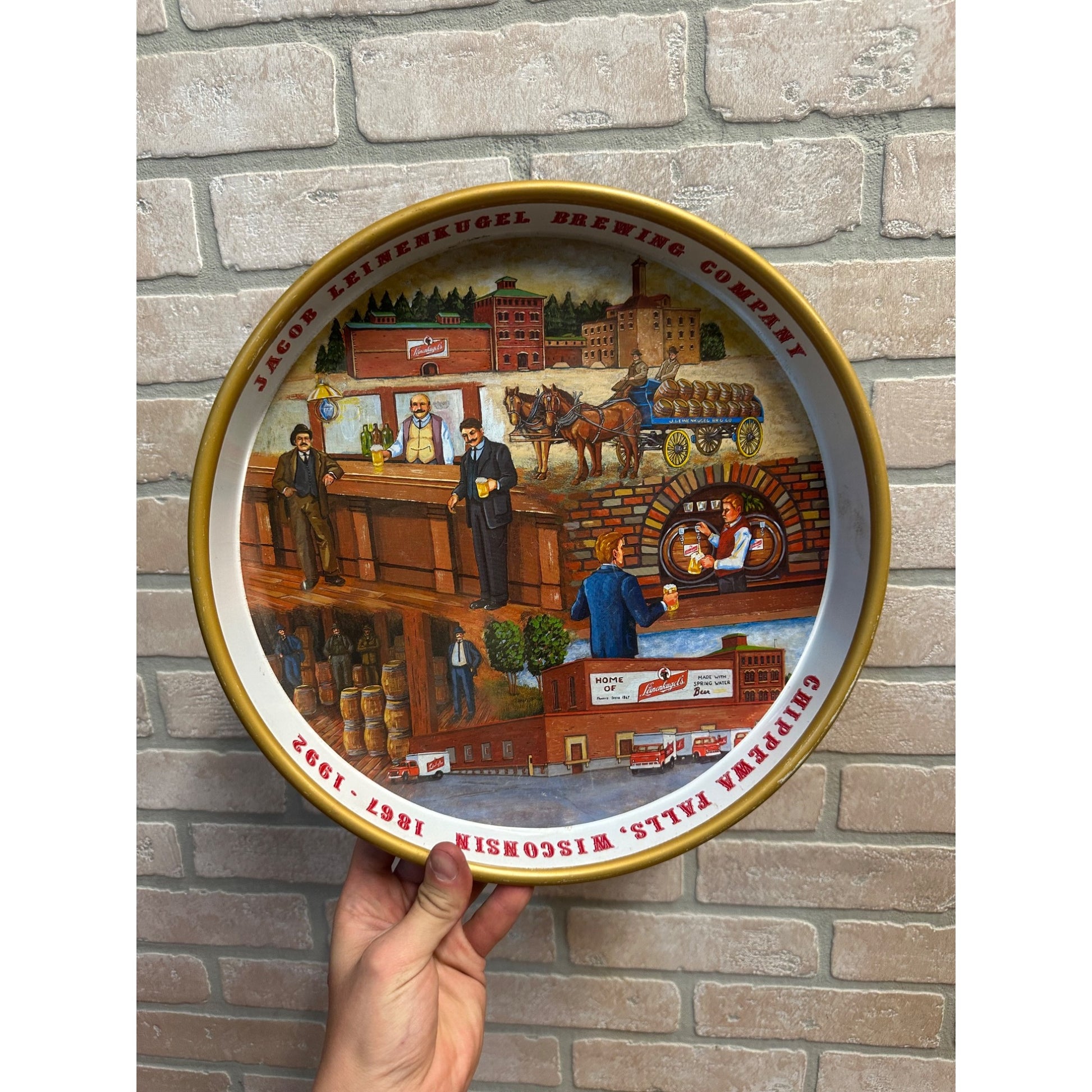 Vintage Leinenkugel's 125th Anniversary Beer Advertising 13" Tray Sign