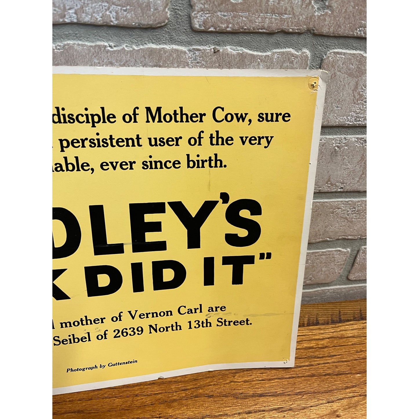 Vintage 1940s Gridley Dairy Milwaukee Wisconsin Cardboard Advertising Sign Store Display