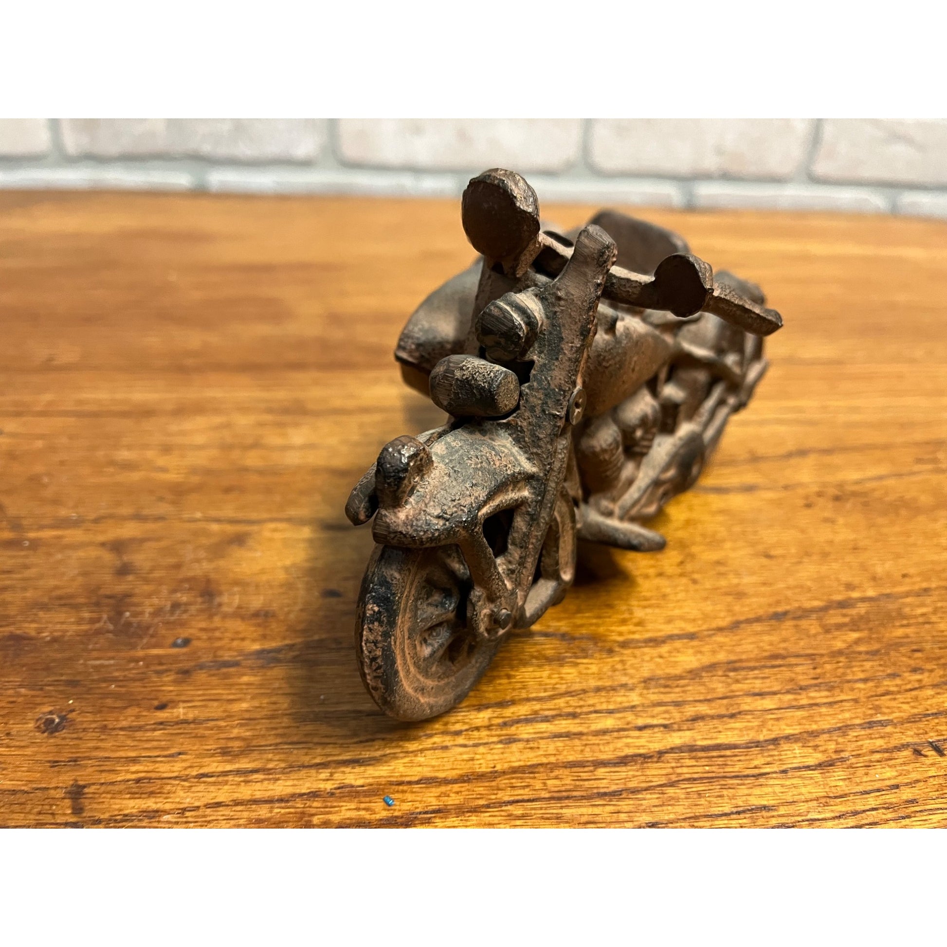 Replica Hubley Cast Iron Motorcycle w/ Sidecar Toy Reproduction Antique Finish