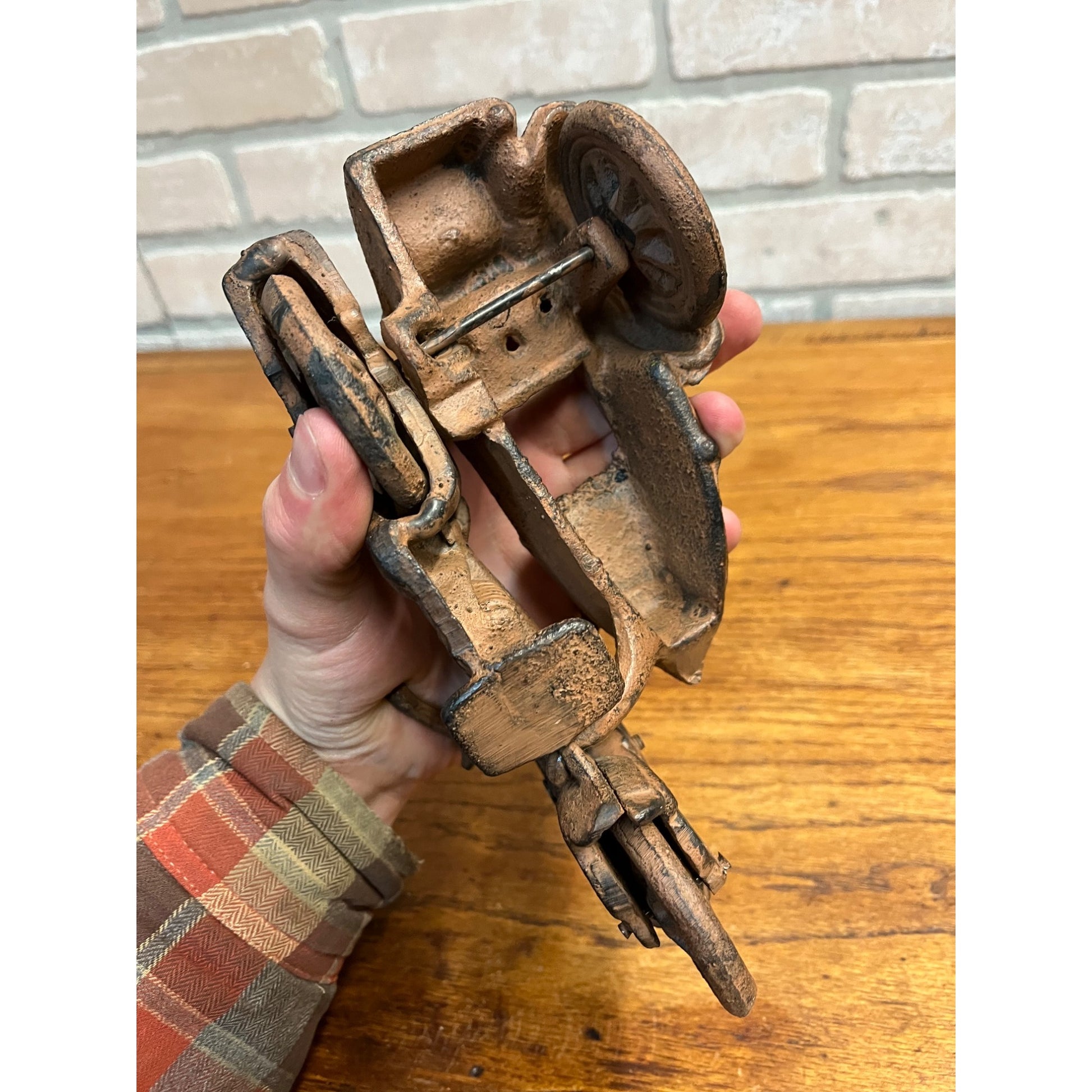 Replica Hubley Cast Iron Motorcycle w/ Sidecar Toy Reproduction Antique Finish