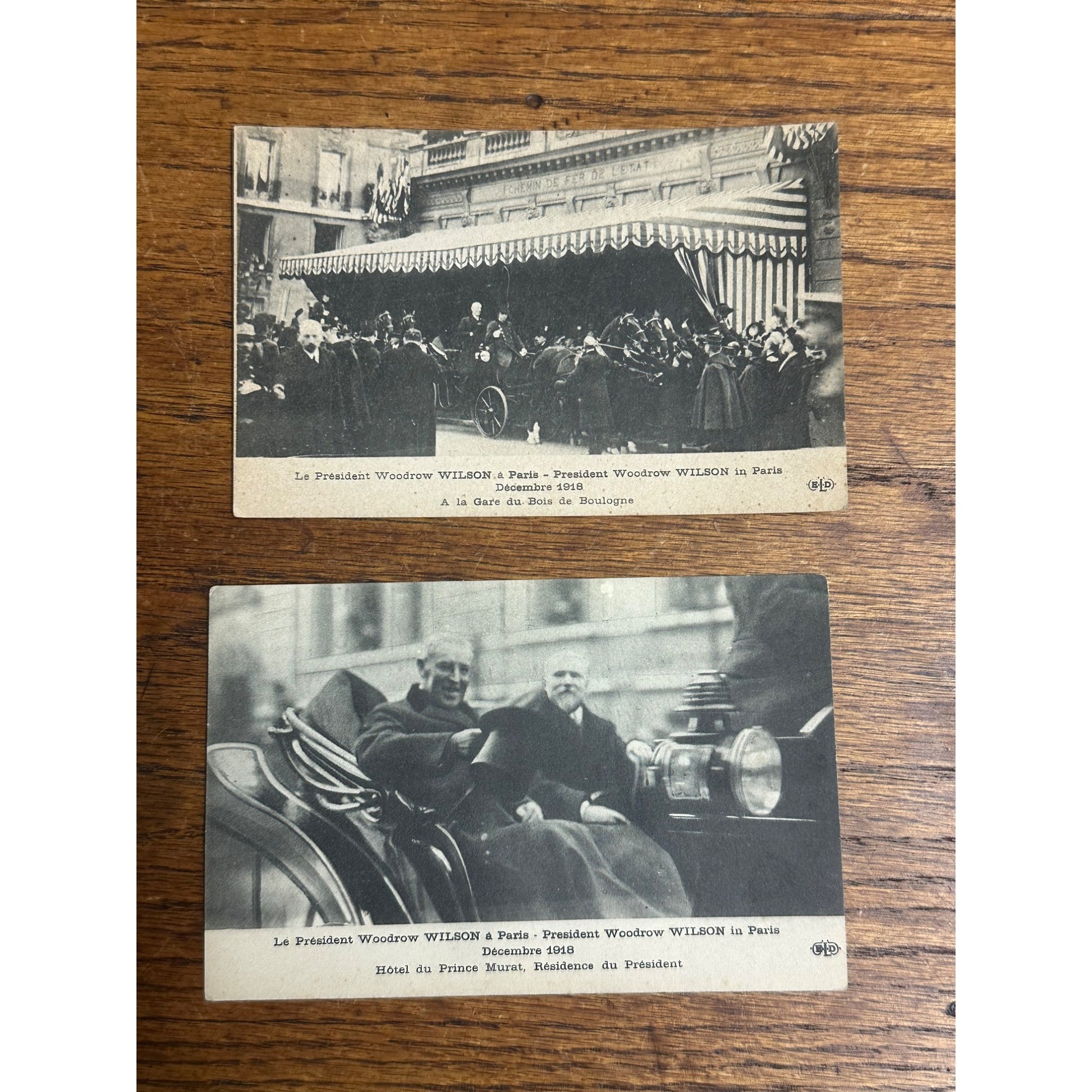 Vintage 1918 President Woodrow Wilson in Paris Postcards Lot (2)