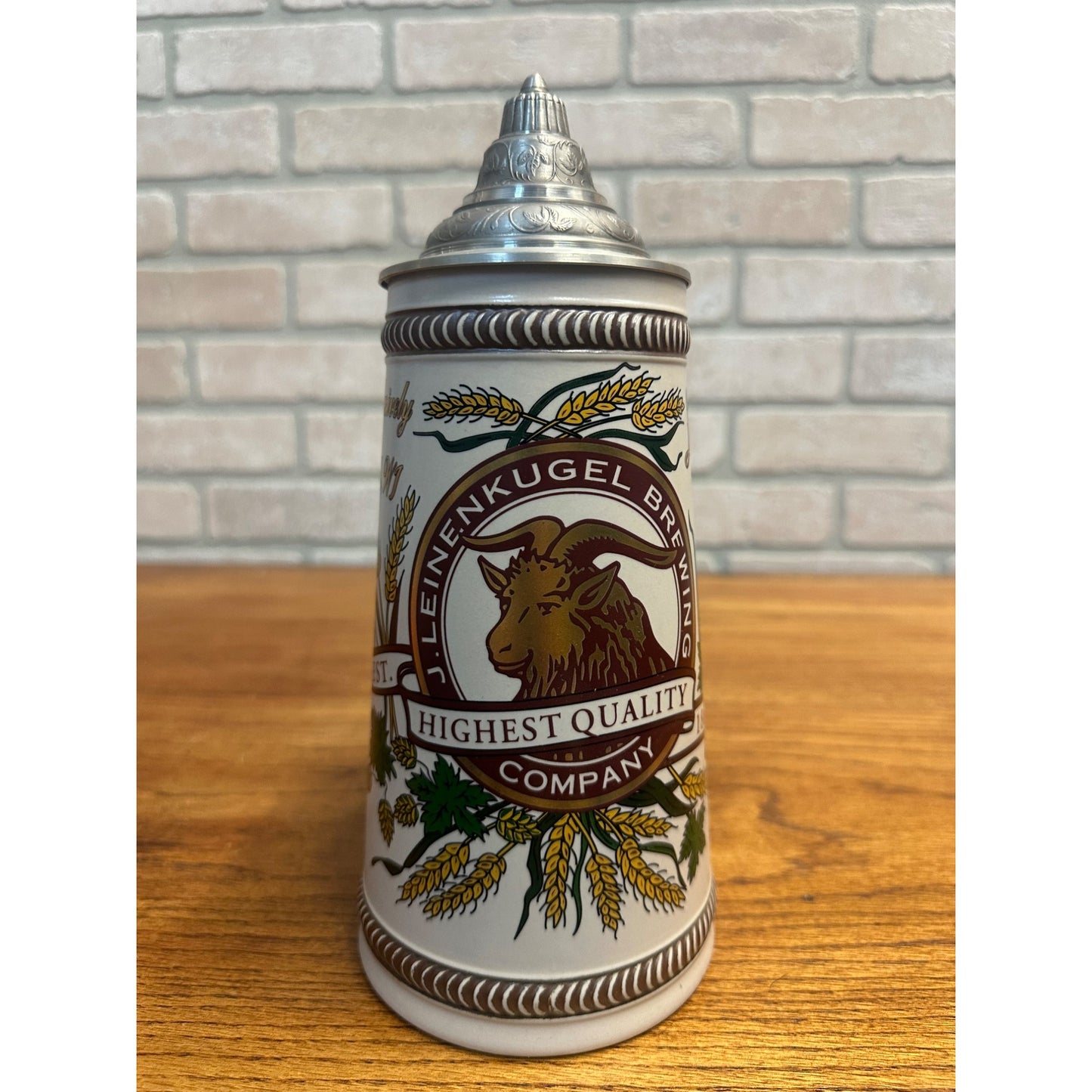 1995 Leinenkugels Bock Beer Lidded Stein From Germany
