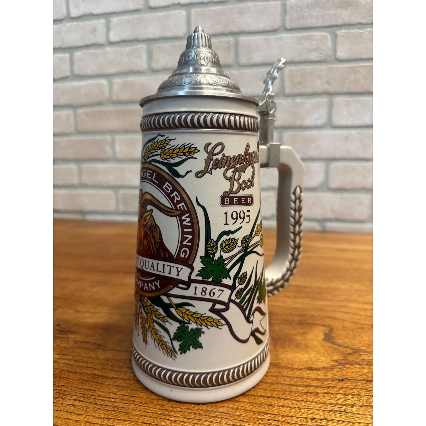 1995 Leinenkugels Bock Beer Lidded Stein From Germany