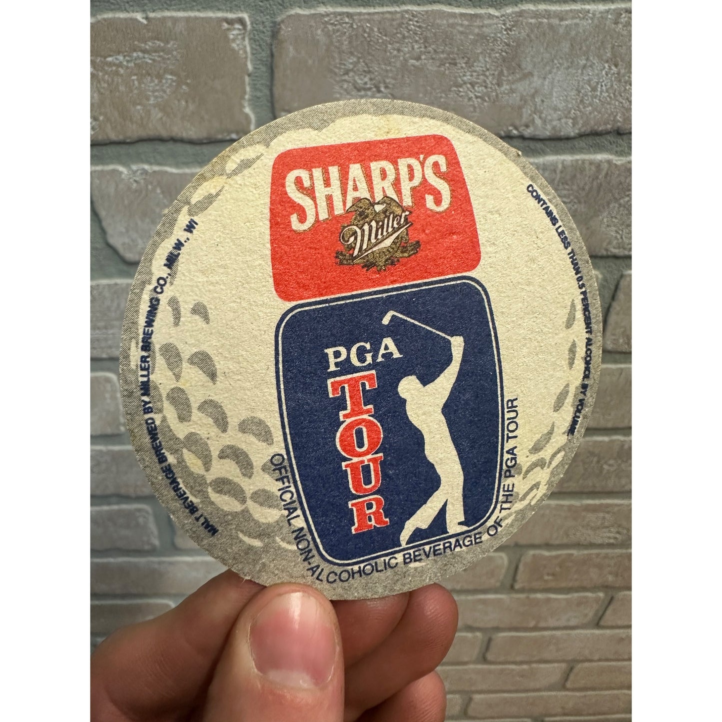 Miller Sharp's NA Beer PGA Tour Golf Promo 3.5" Bar Coaster