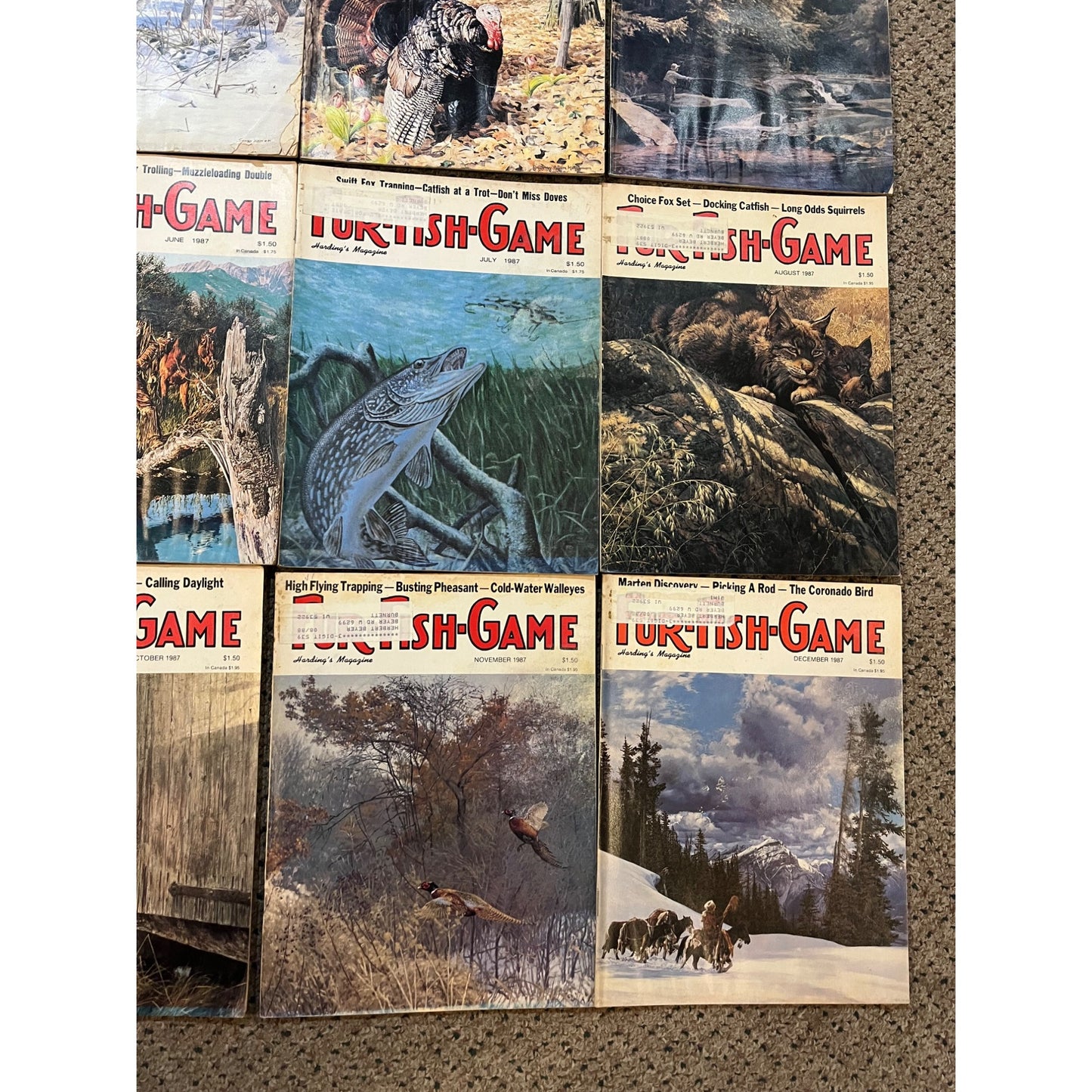 Vintage 1987 Fur, Fish, & Game Full Year Hunting Fishing Outdoorsman Magazines