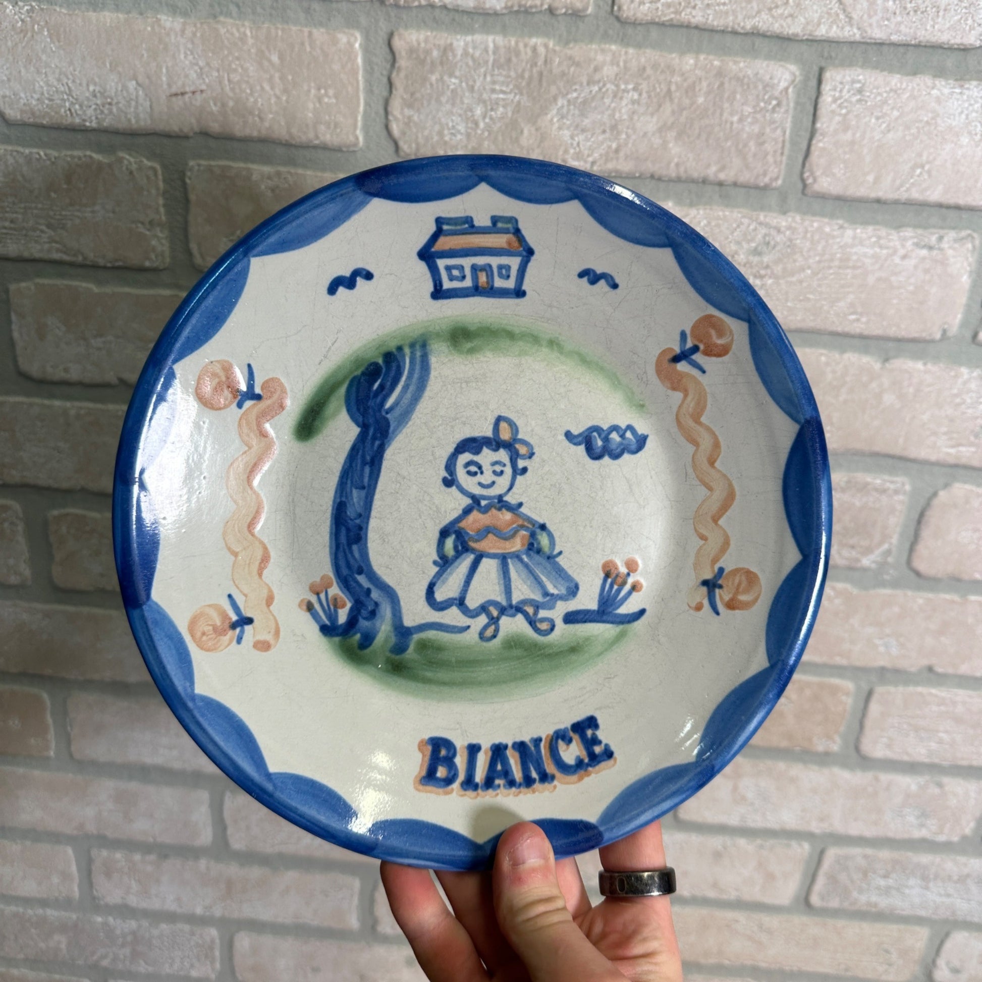 M A Hadley Pottery Farmer’s Daughter Little Girl 9” Plate “Biance”