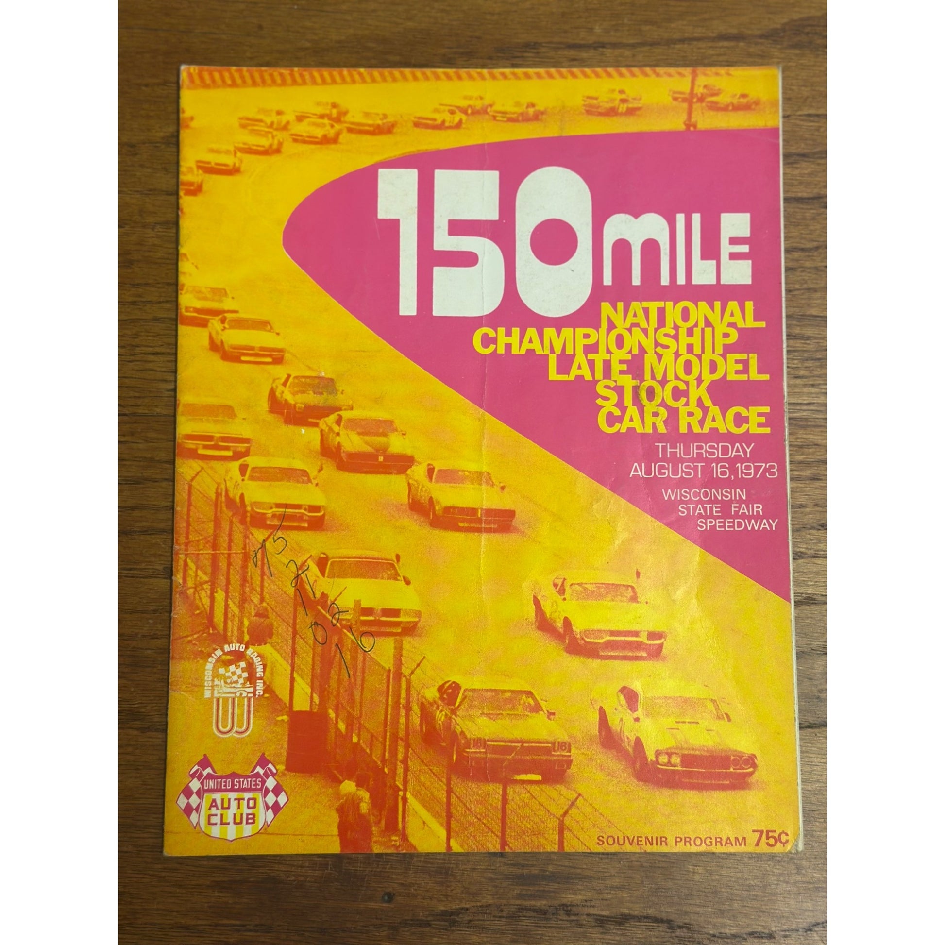 1973 Stock Car 150 Mile Race National Championship Souvenir Program Wisconsin