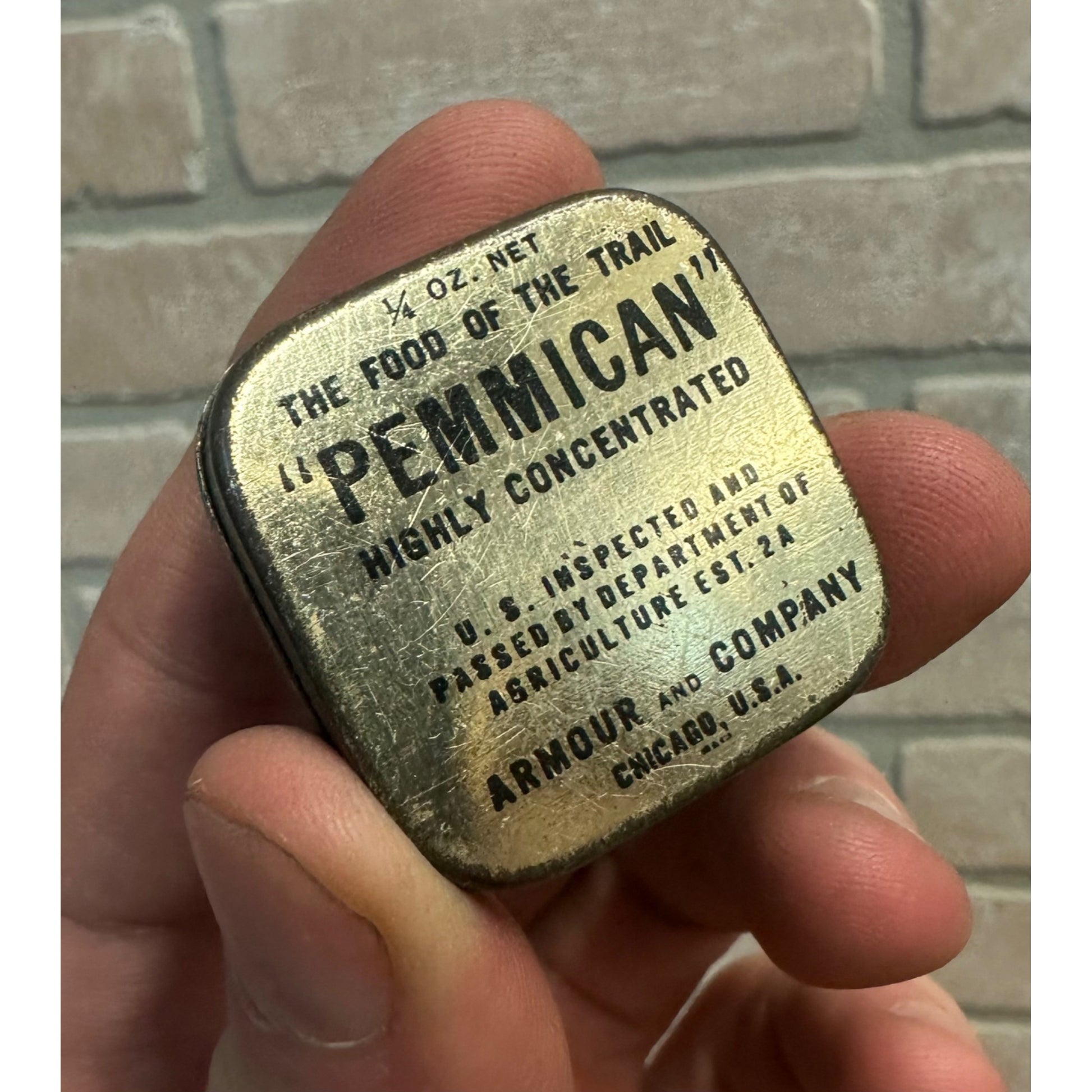 RARE Vintage Armour & Company Pemmican Food Tin 1/4oz Byrd's Ship Advertising