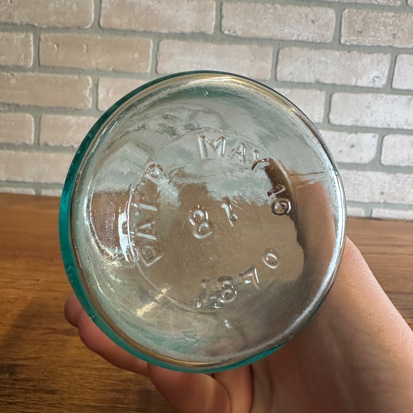 Antique Mason's improved Patented May 10th 1870 Canning Jar Blue - No Lid