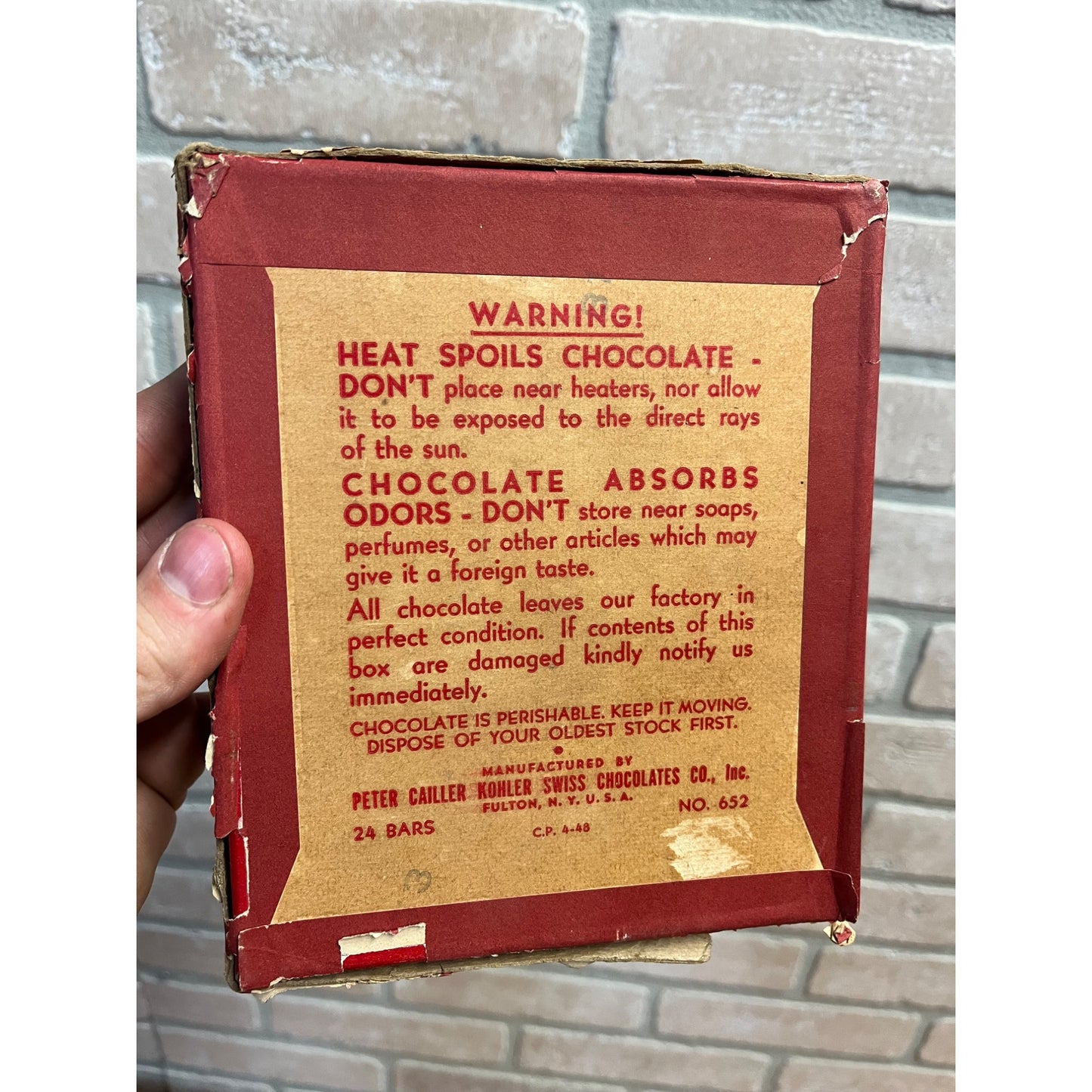 Vintage 1940s Nestle's Chocolate Candy Bar Empty Cardboard Display Box