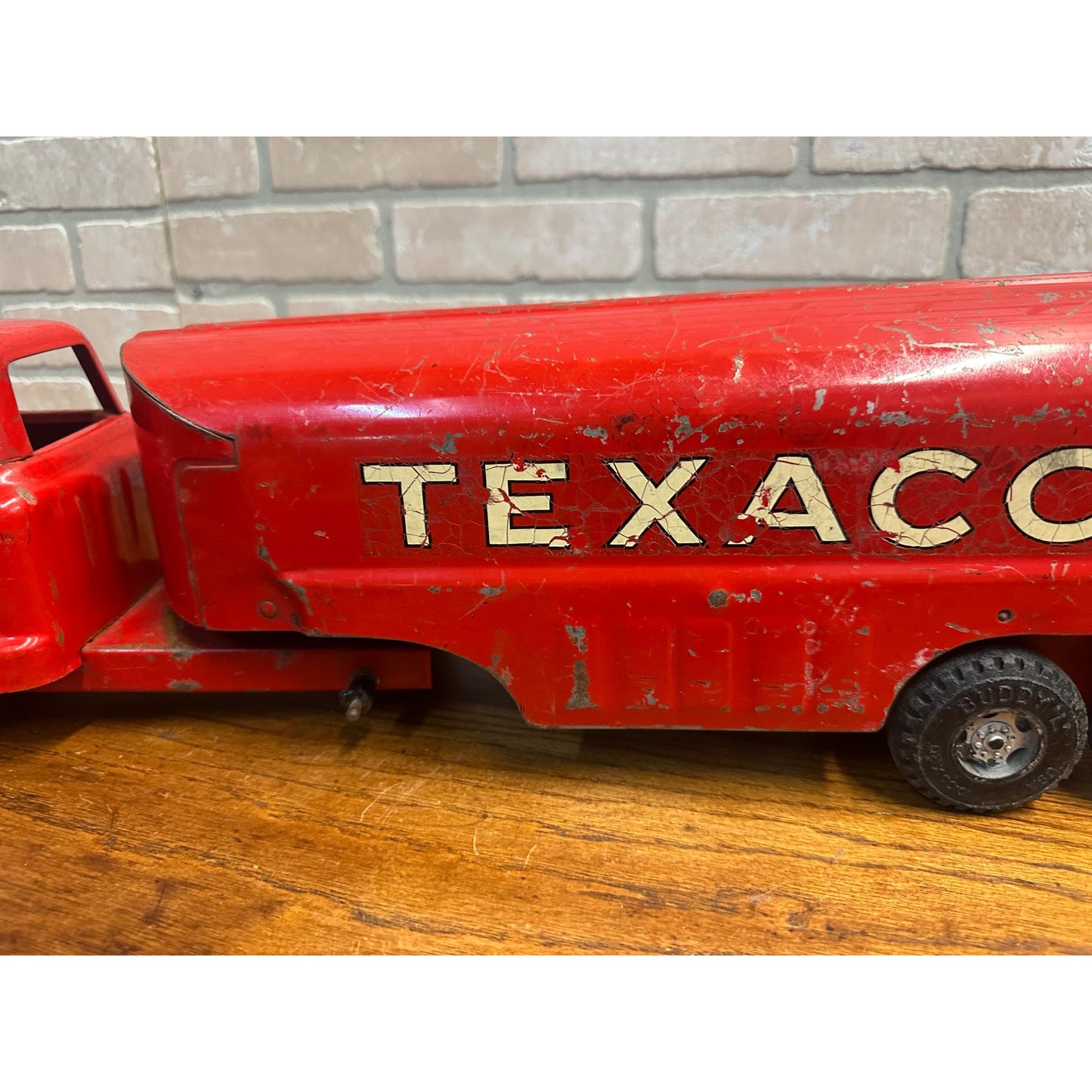 Vintage 1950s Buddy L Texaco Tanker Trailer & Truck Pressed Steel Toy