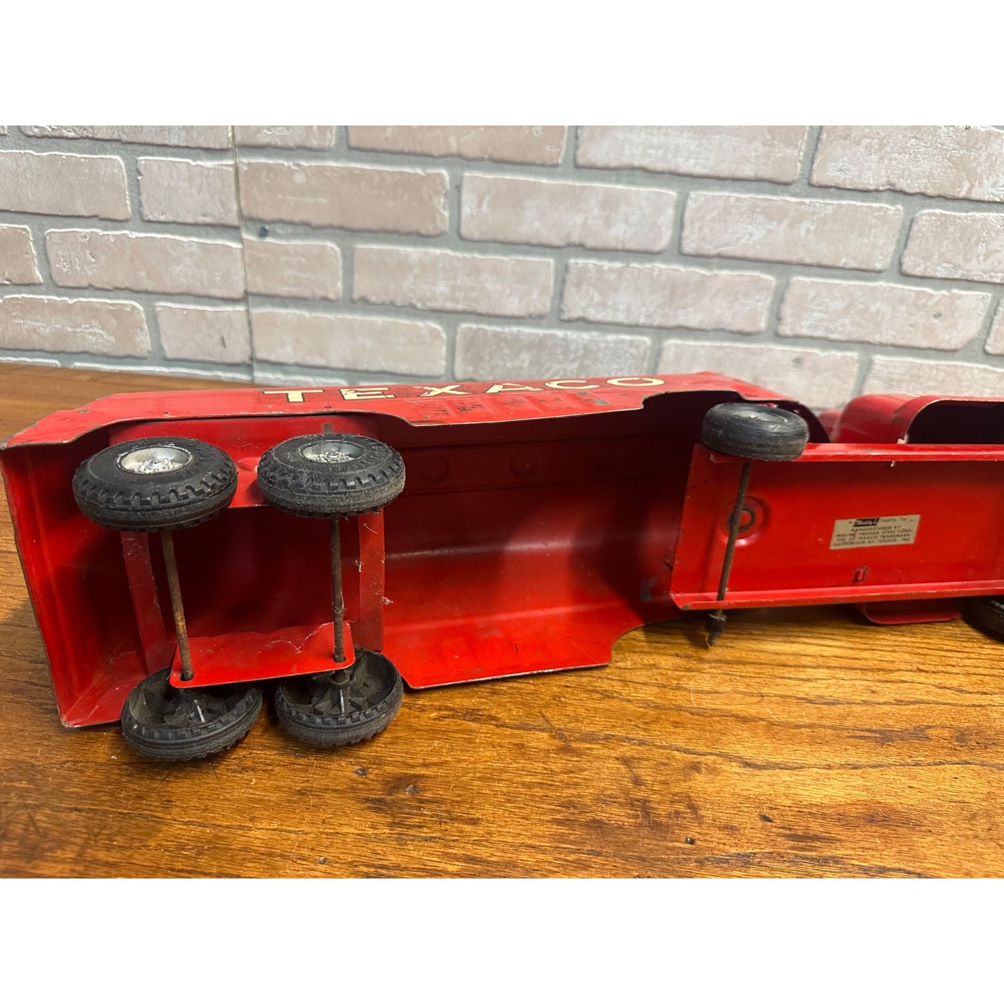 Vintage 1950s Buddy L Texaco Tanker Trailer & Truck Pressed Steel Toy