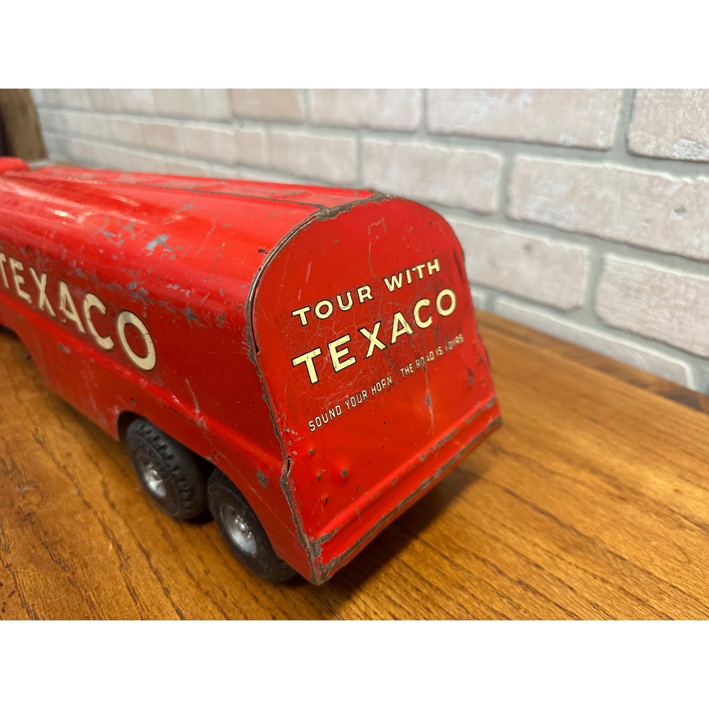 Vintage 1950s Buddy L Texaco Tanker Trailer & Truck Pressed Steel Toy