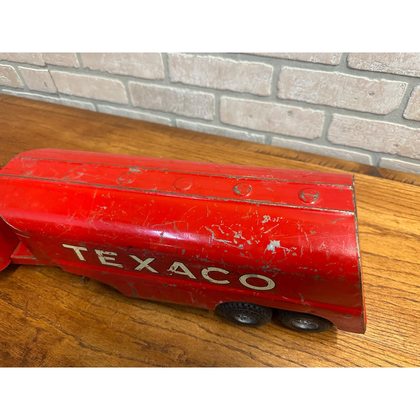Vintage 1950s Buddy L Texaco Tanker Trailer & Truck Pressed Steel Toy