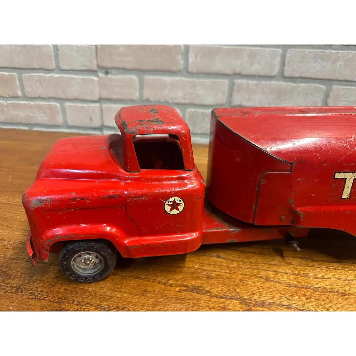 Vintage 1950s Buddy L Texaco Tanker Trailer & Truck Pressed Steel Toy