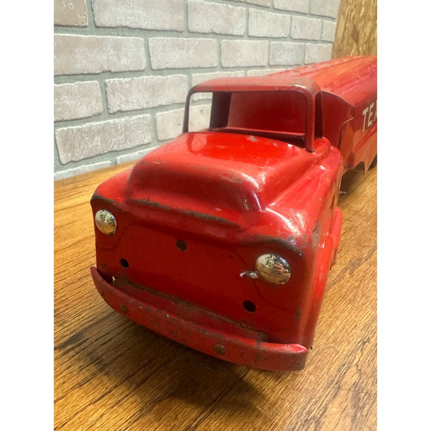 Vintage 1950s Buddy L Texaco Tanker Trailer & Truck Pressed Steel Toy