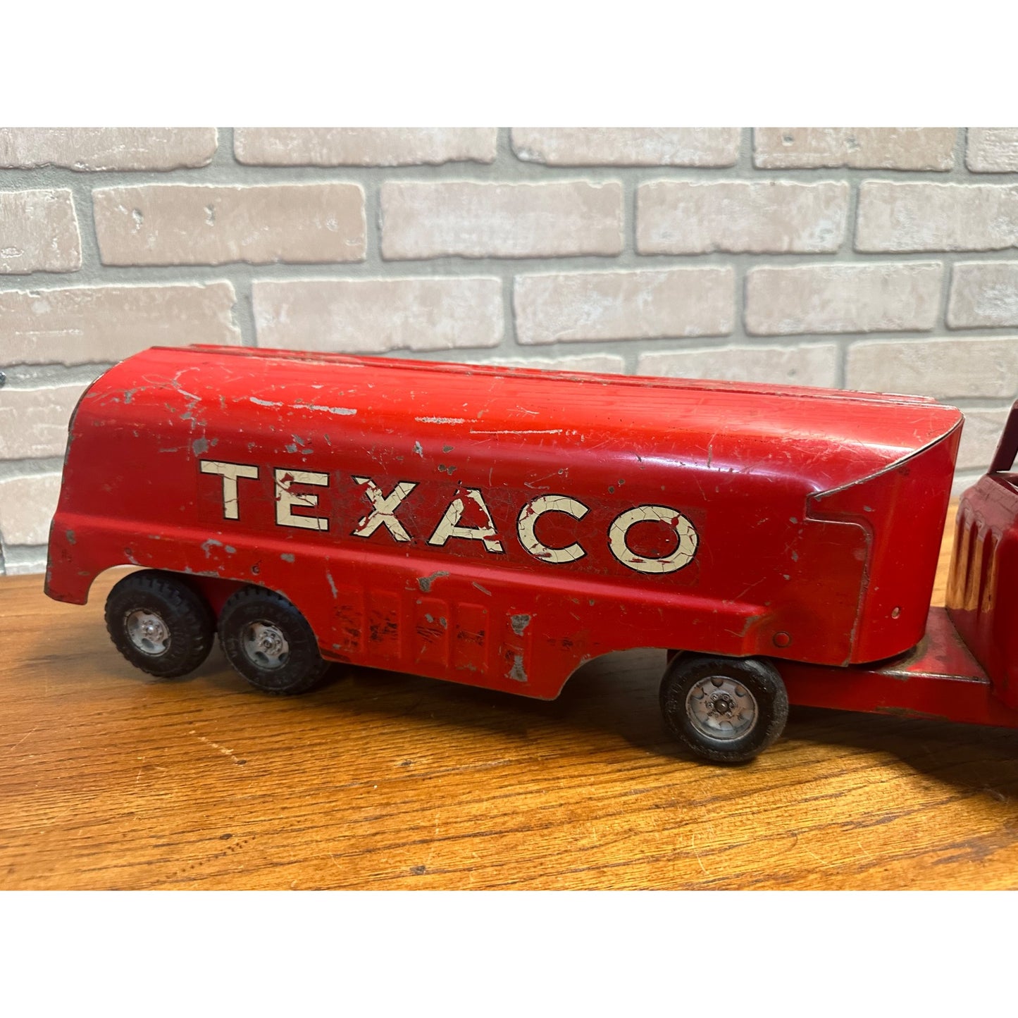 Vintage 1950s Buddy L Texaco Tanker Trailer & Truck Pressed Steel Toy