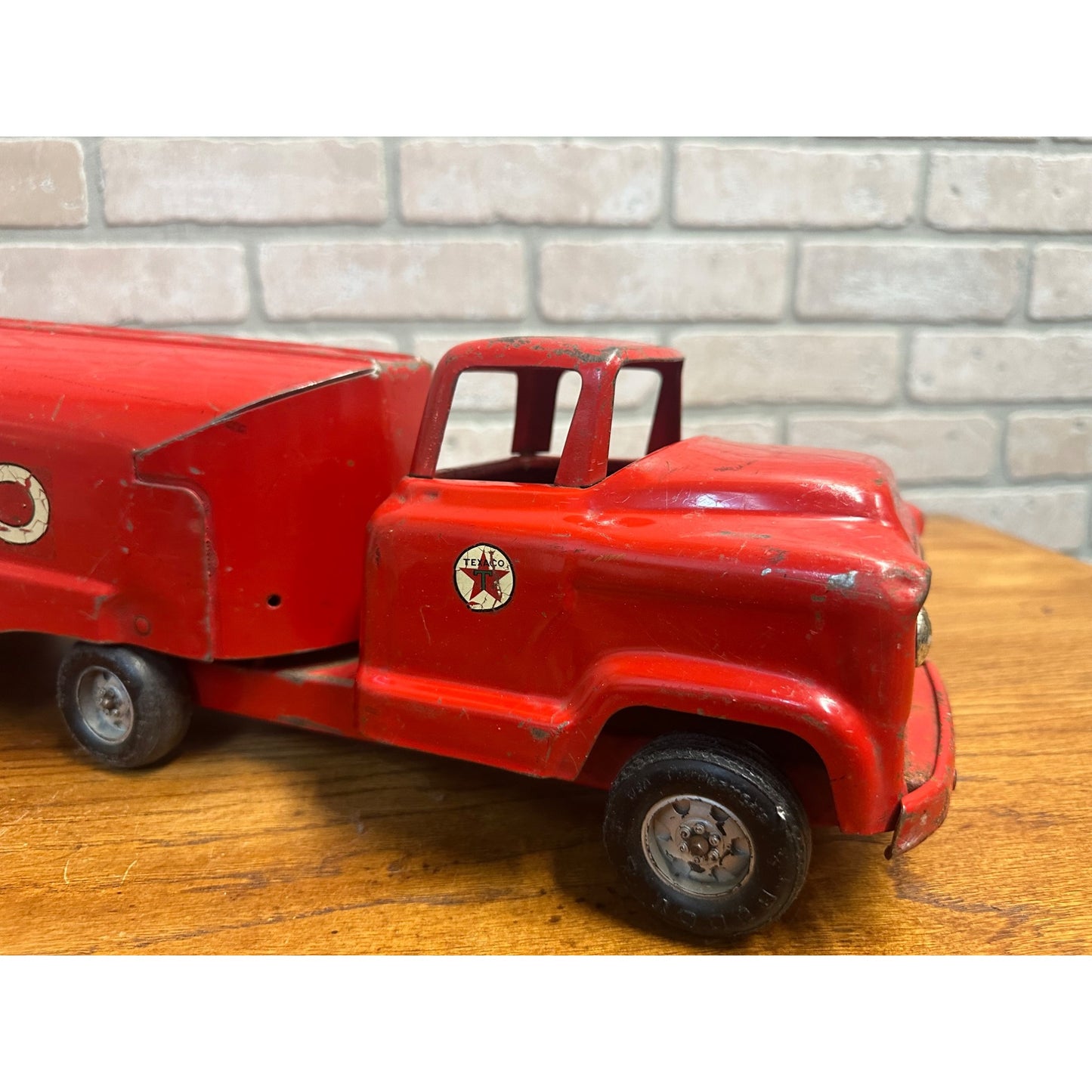 Vintage 1950s Buddy L Texaco Tanker Trailer & Truck Pressed Steel Toy
