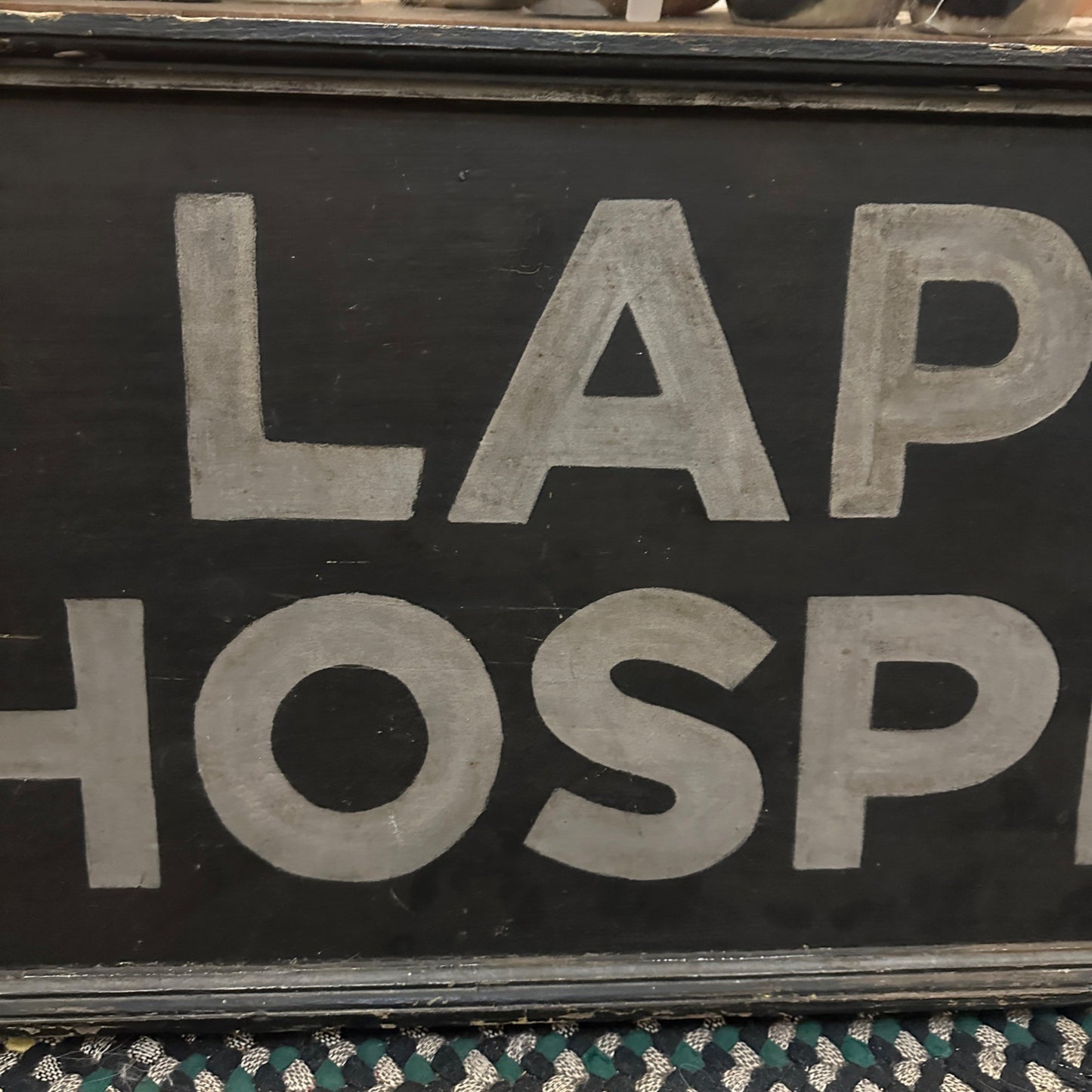 Original 5ft Lapeer Hospital Insane Asylum Wooden Trade Sign Primitive Medical