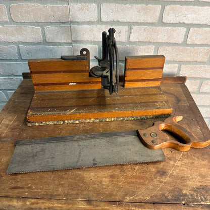 Antique Wooden Miter Box Mitere Box Saw Jackson Miller Falls? Union