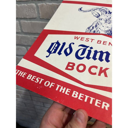 Vintage 1950s West Bend Lithia Old Timer's Bock Beer Advertising Sign Wis Easel