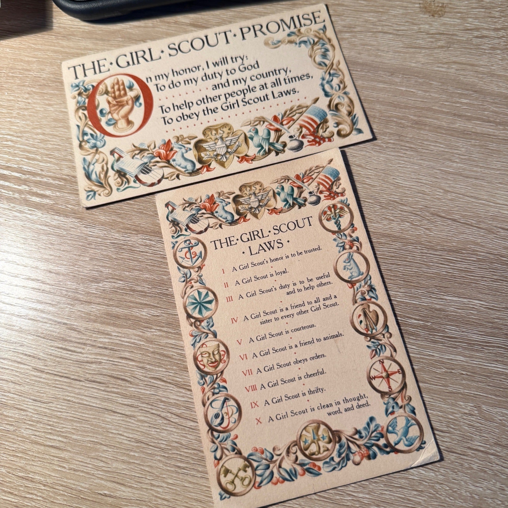 Postcard (2) Girl Scouts Promises & Laws Mailer