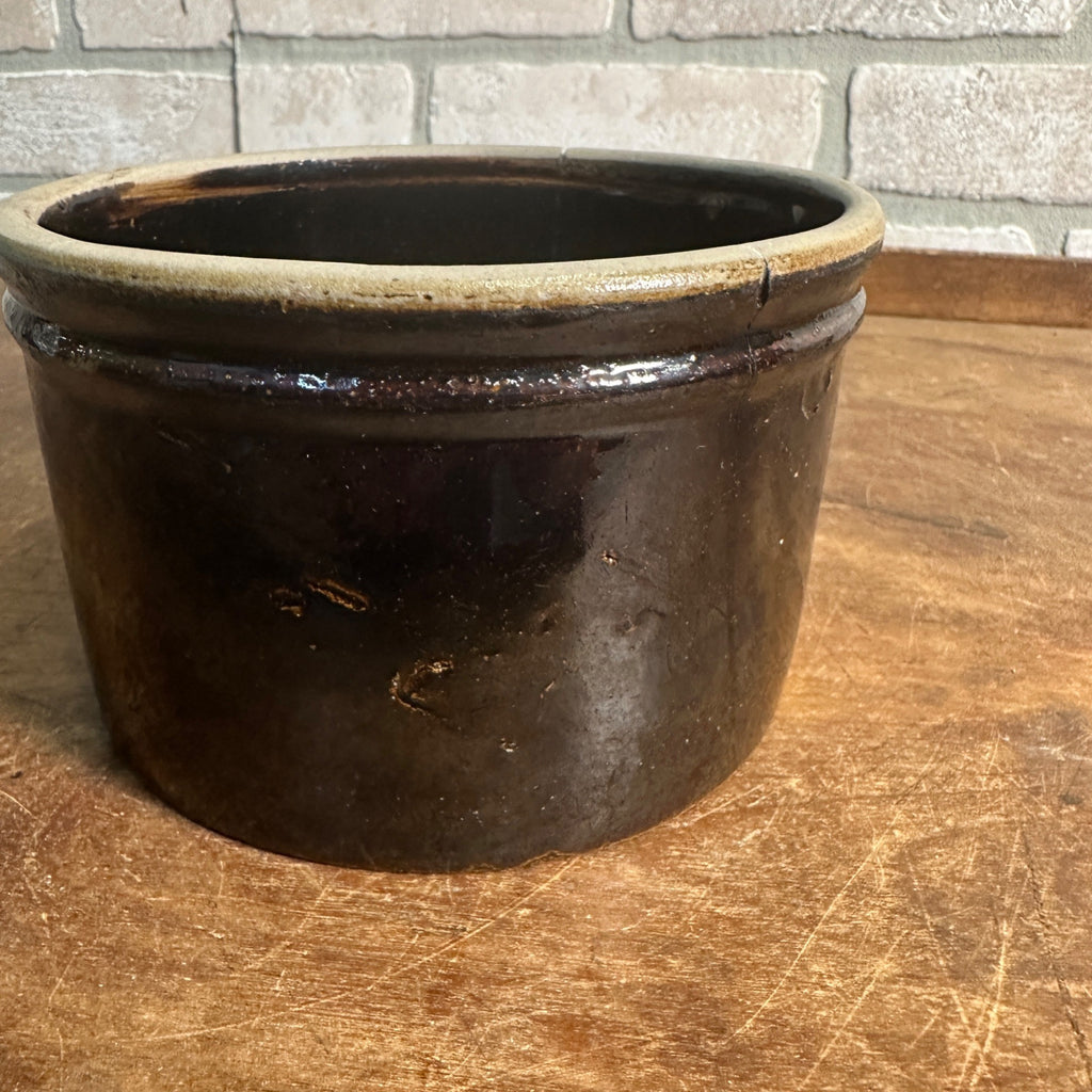 Antique 1# Albany Red Wing Unsigned Butter Crock brown